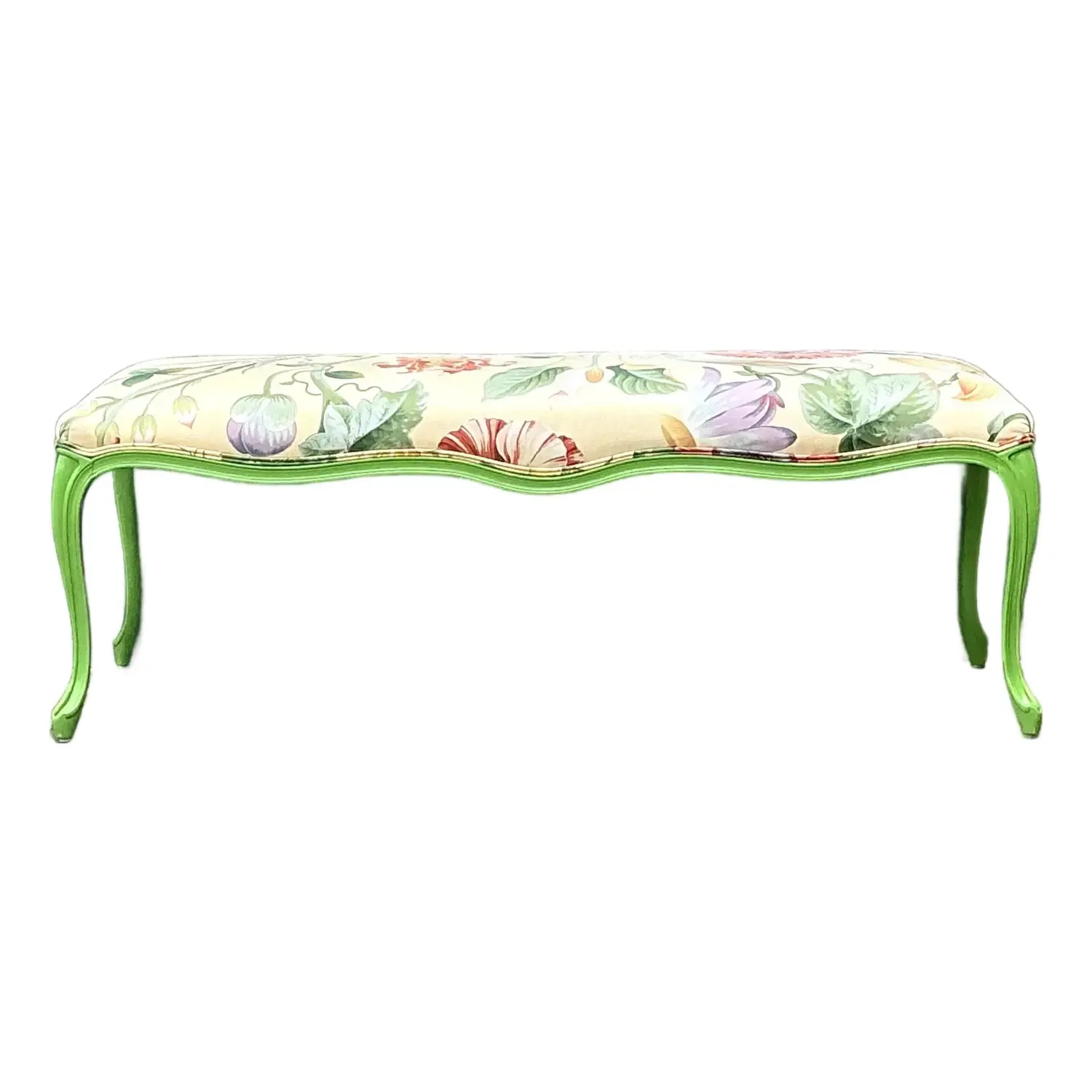 Vintage Lacquered Floral Bench — additional photo 1