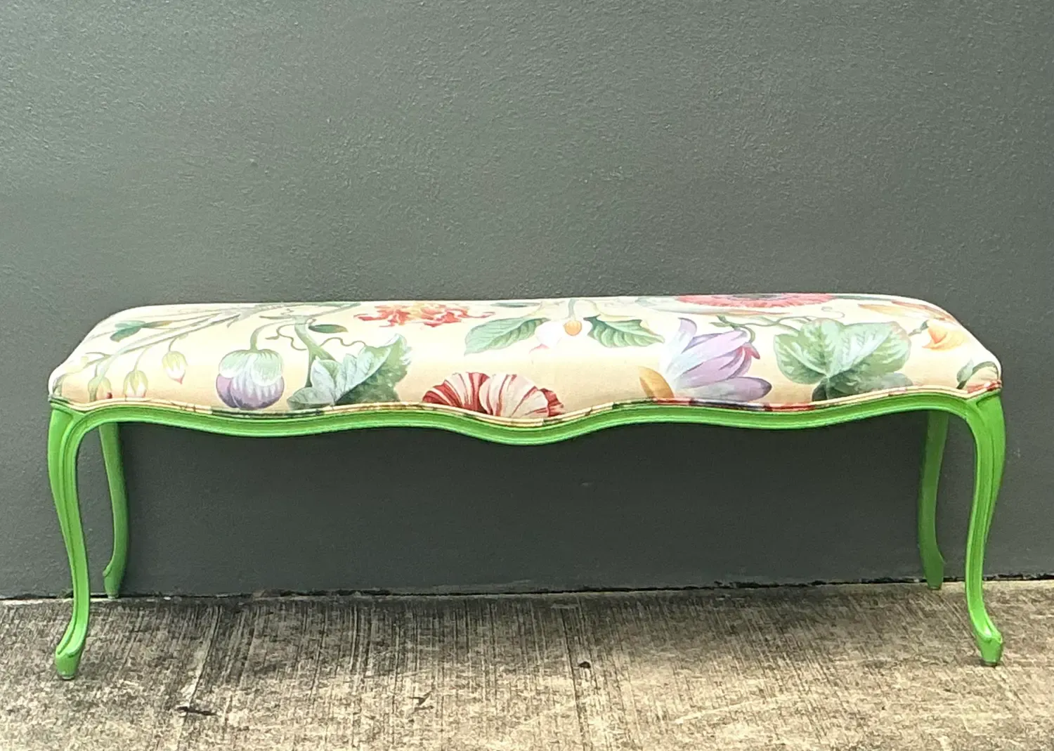 Vintage Lacquered Floral Bench — additional photo 7