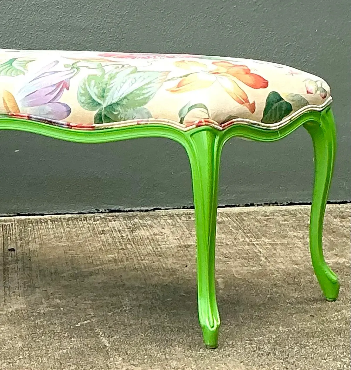 Vintage Lacquered Floral Bench — additional photo 8