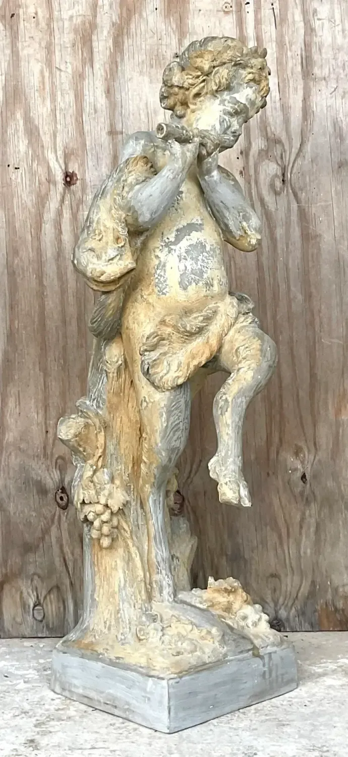Vintage Late 20th Century Patinated Resin Wood Nymph Sculpture — additional photo 3