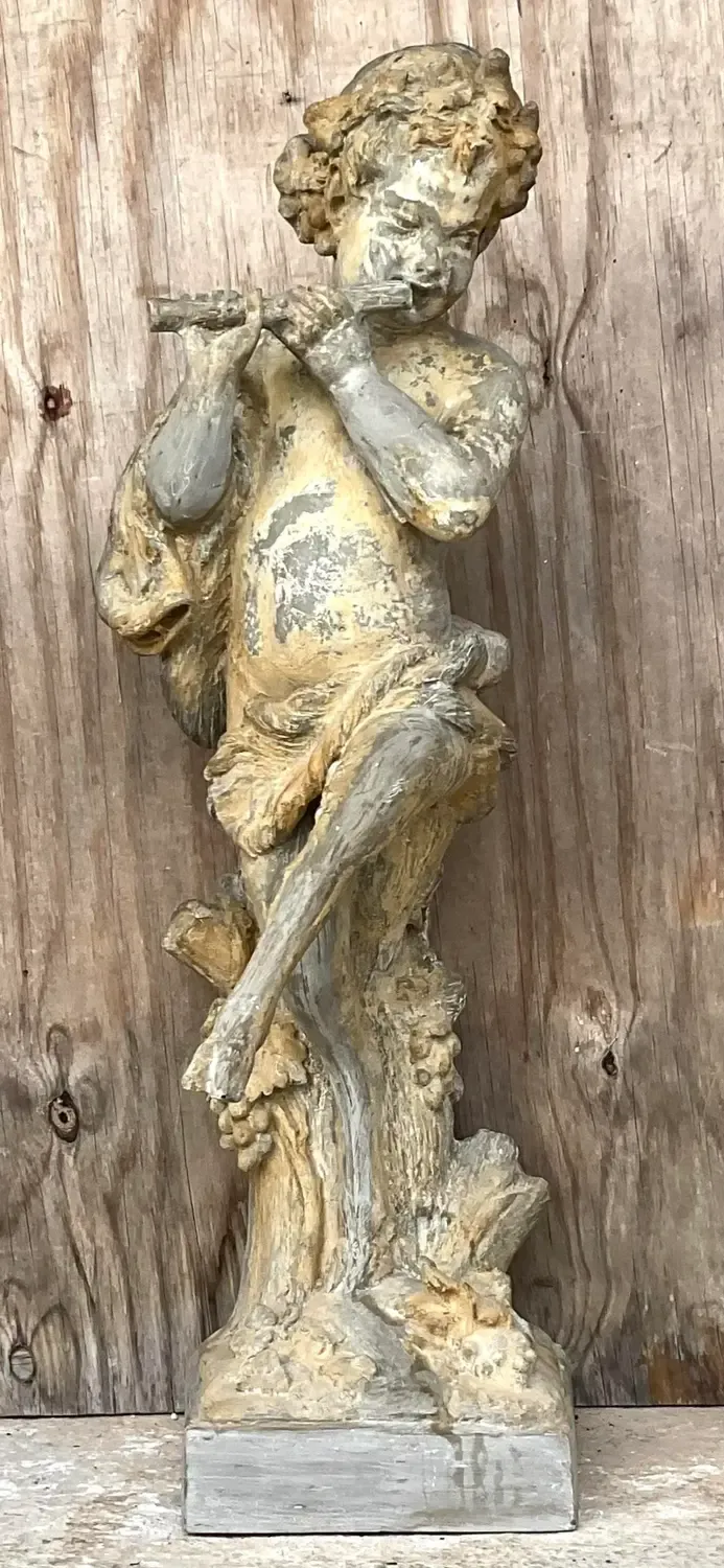 Vintage Late 20th Century Patinated Resin Wood Nymph Sculpture — additional photo 4