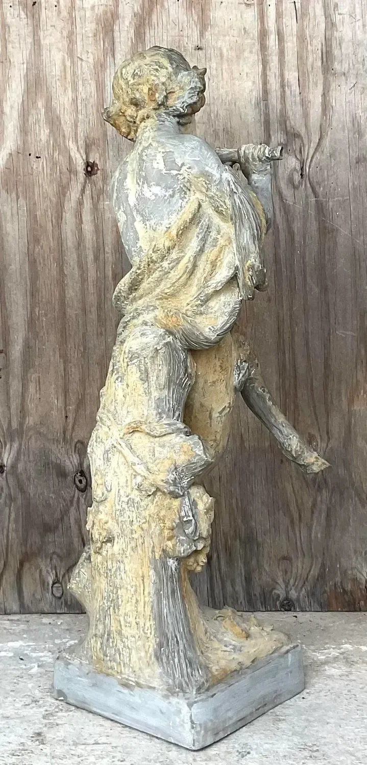 Vintage Late 20th Century Patinated Resin Wood Nymph Sculpture — additional photo 5