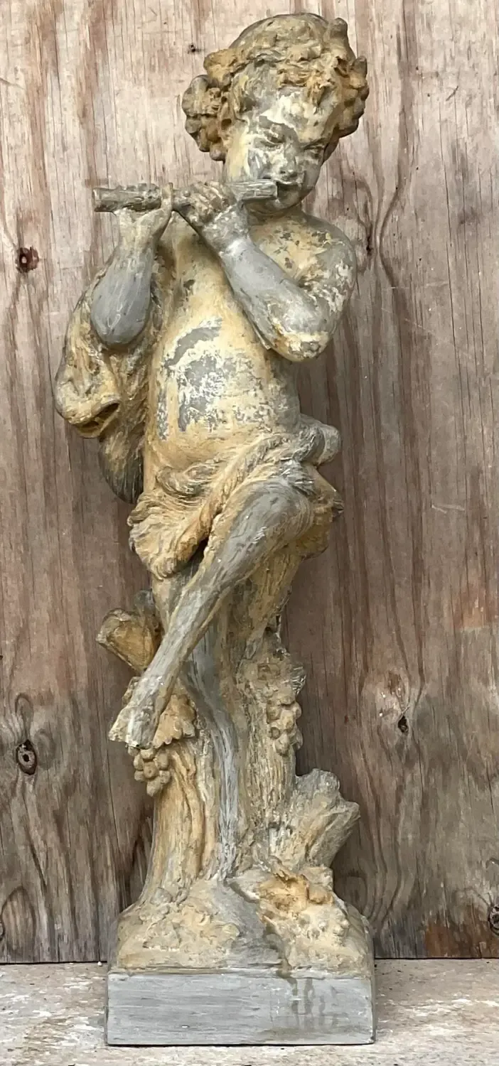 Vintage Late 20th Century Patinated Resin Wood Nymph Sculpture — additional photo 6