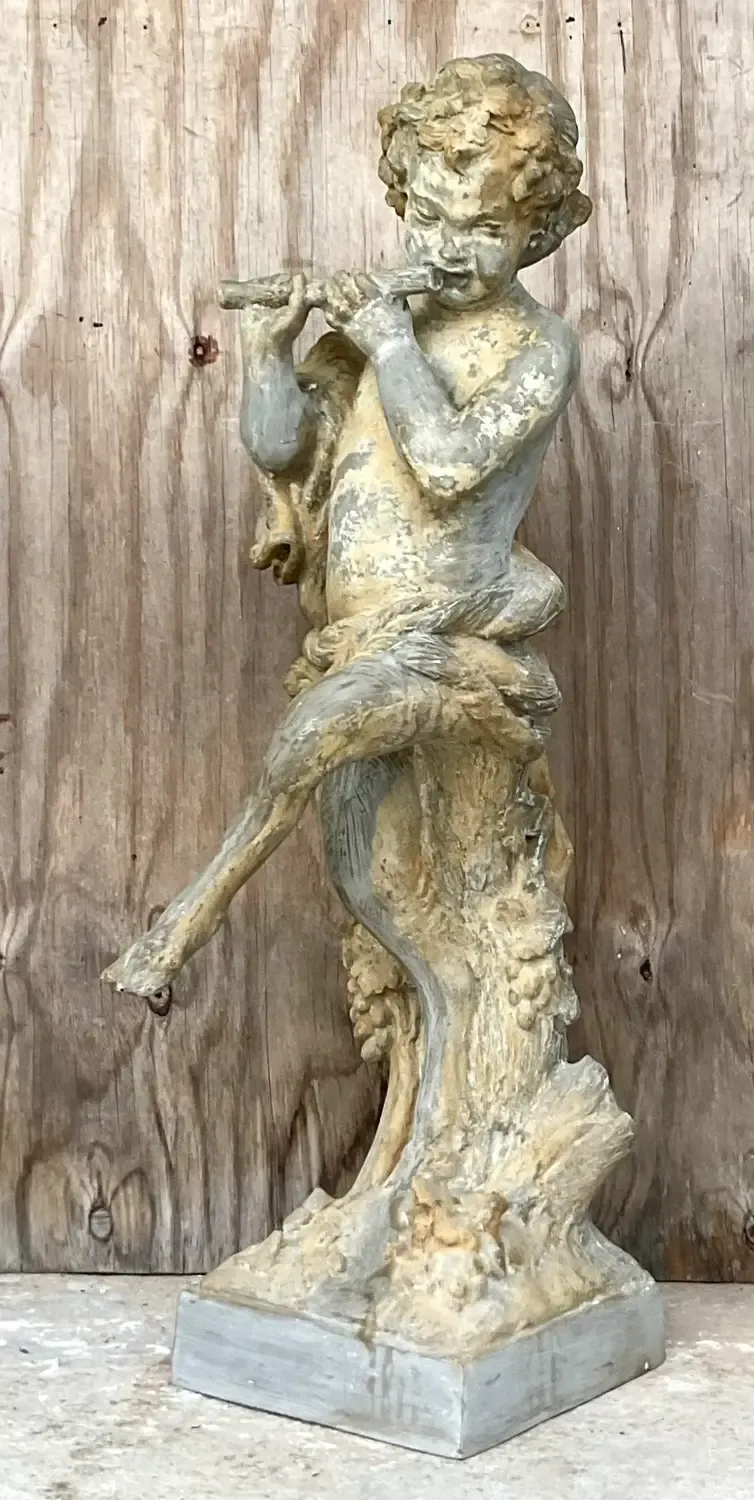Vintage Late 20th Century Patinated Resin Wood Nymph Sculpture — additional photo 7