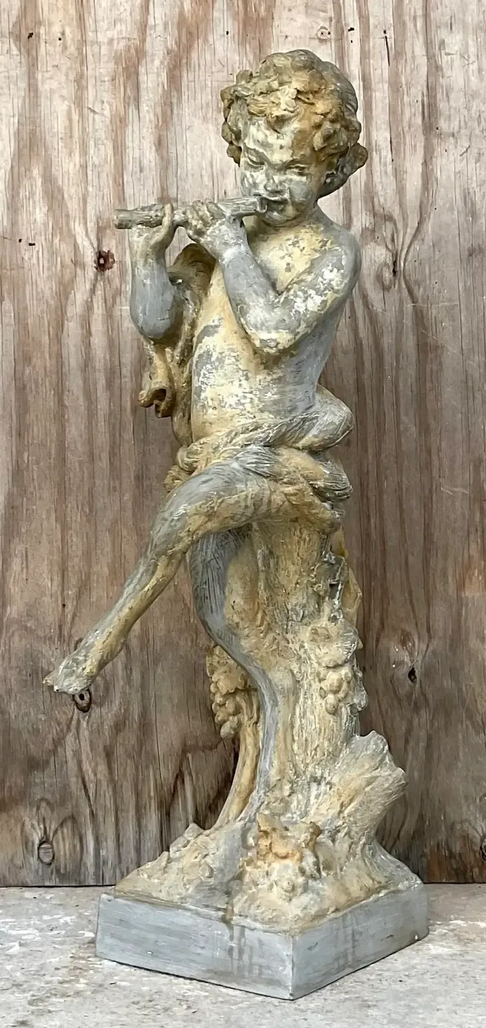 Vintage Late 20th Century Patinated Resin Wood Nymph Sculpture — additional photo 8
