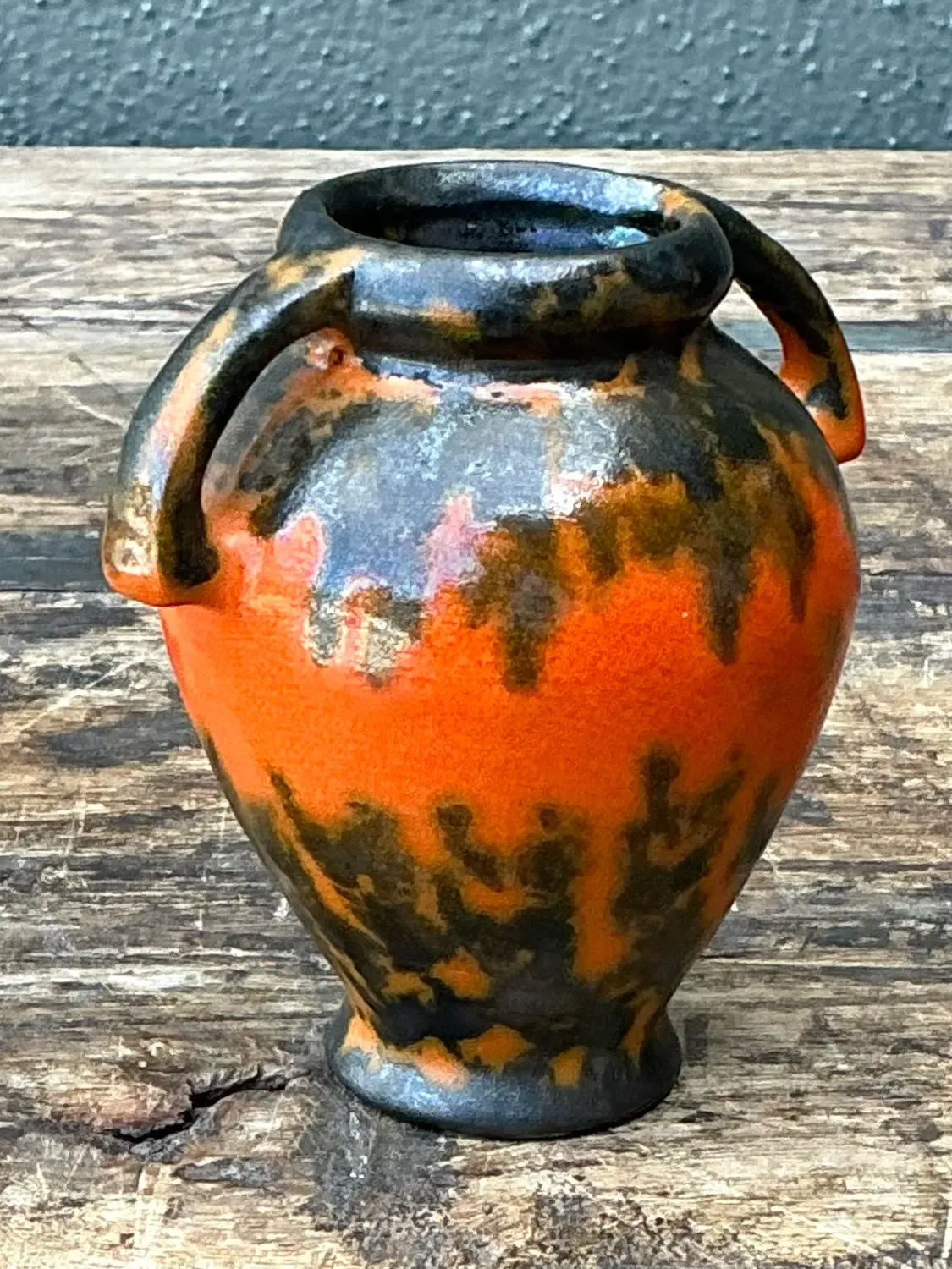 Vintage Lava Glaze Ceramic Small Vase — additional photo 8