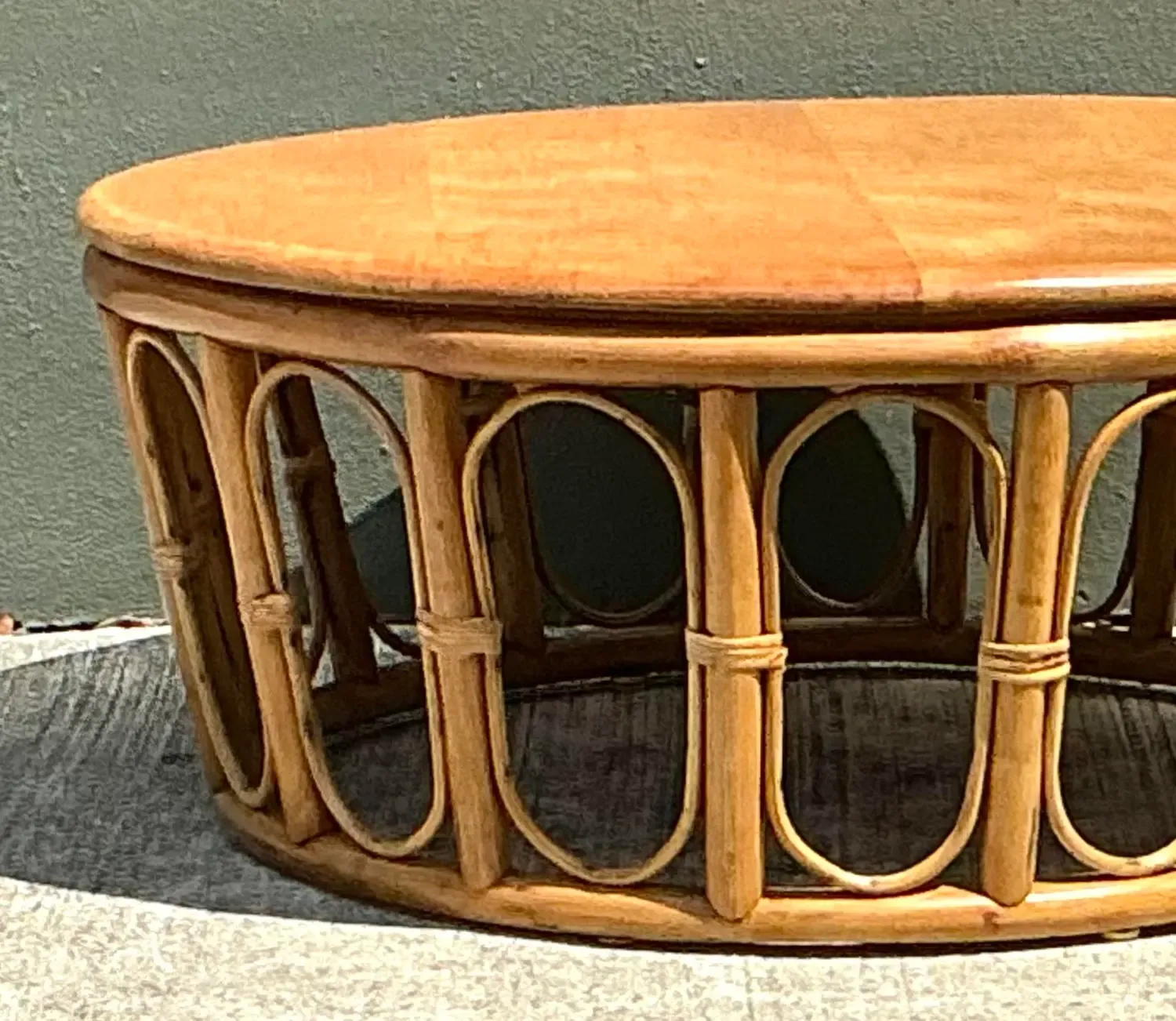 Vintage Looped Rattan Coffee Table — additional photo 6