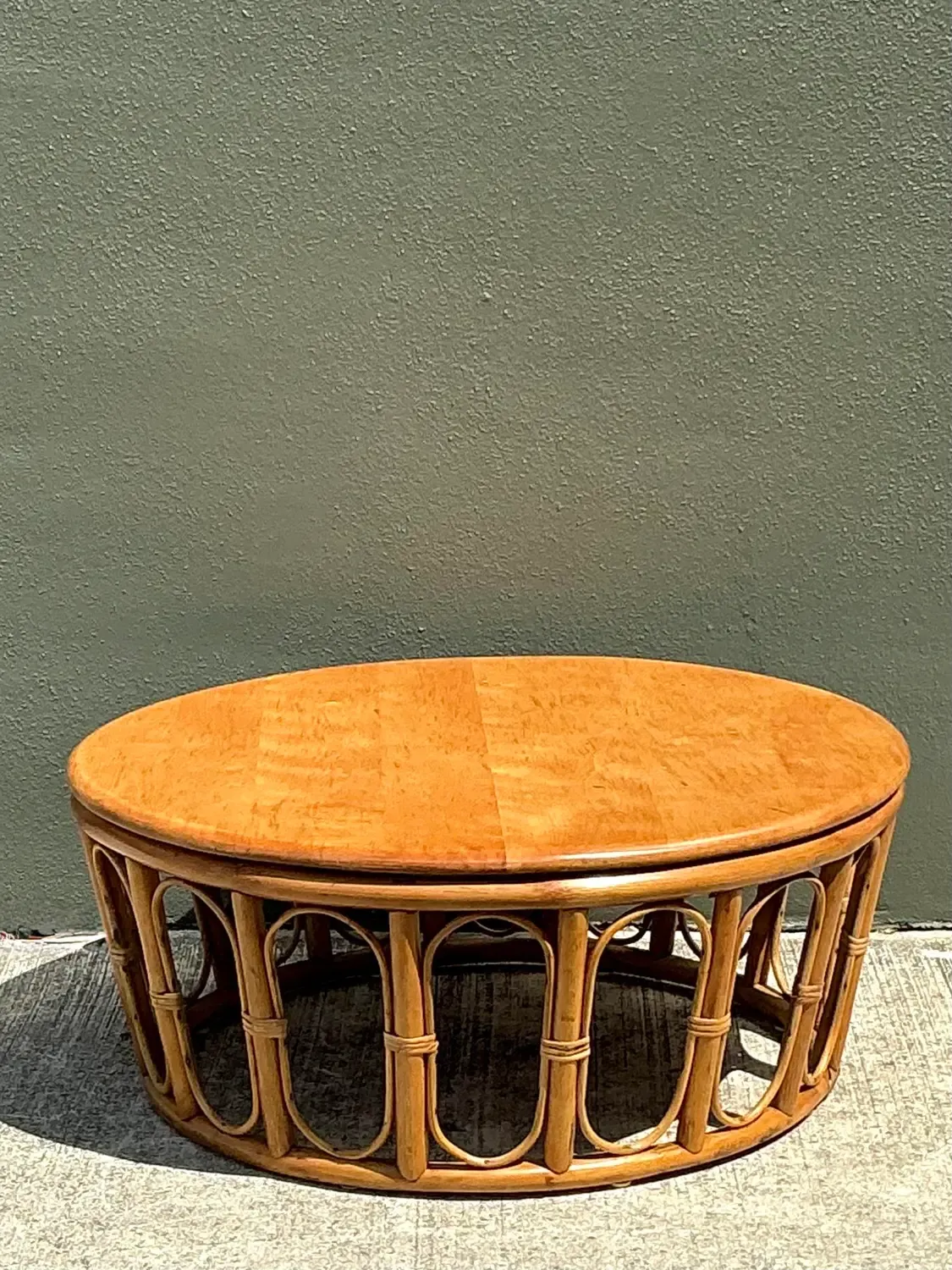 Vintage Looped Rattan Coffee Table — additional photo 7