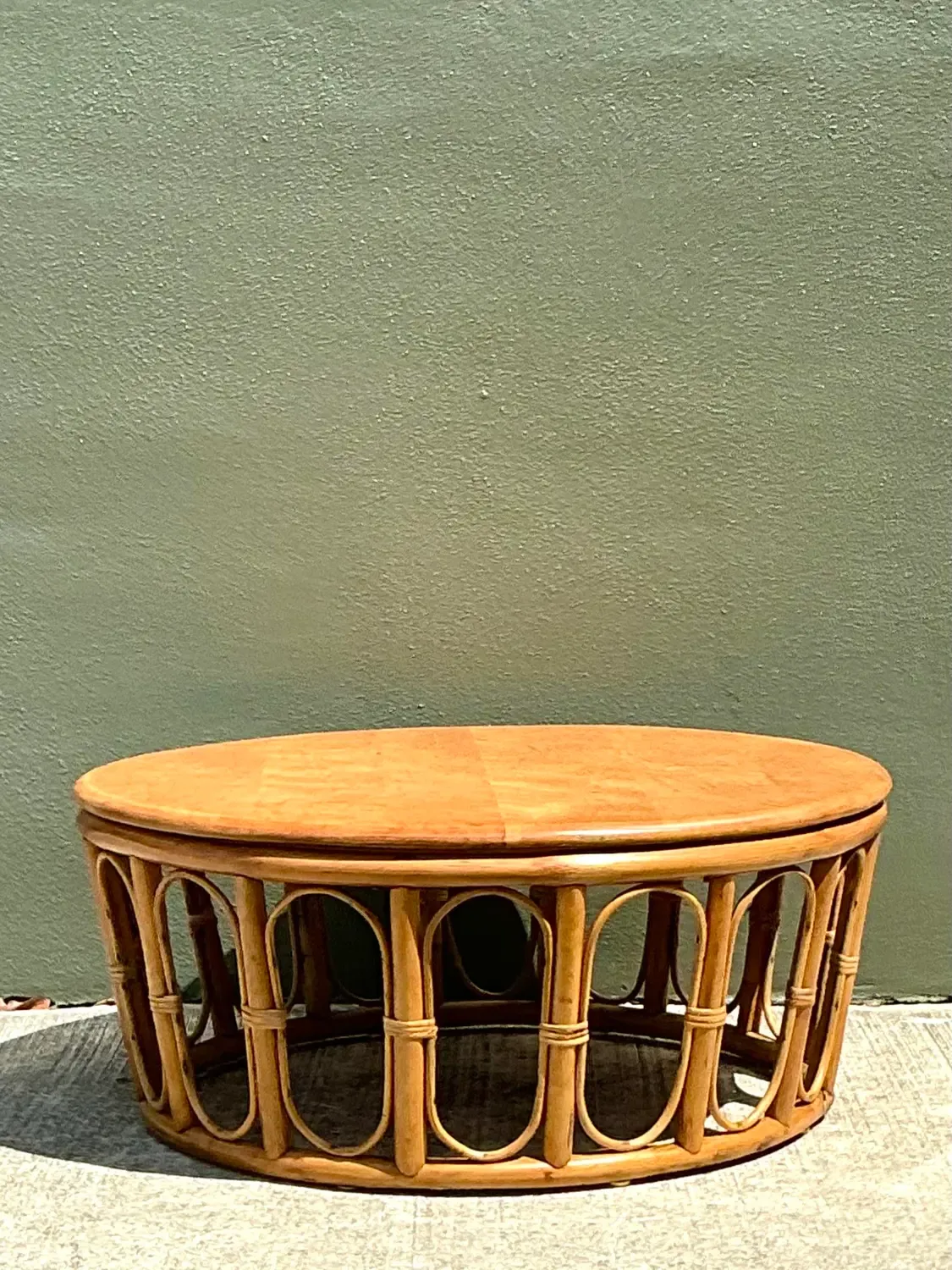 Vintage Looped Rattan Coffee Table — additional photo 8