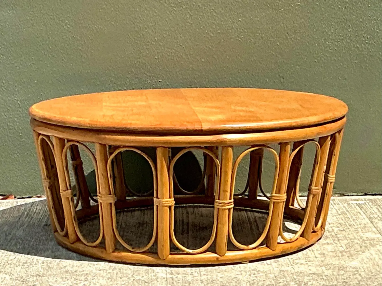 Vintage Looped Rattan Coffee Table — additional photo 2