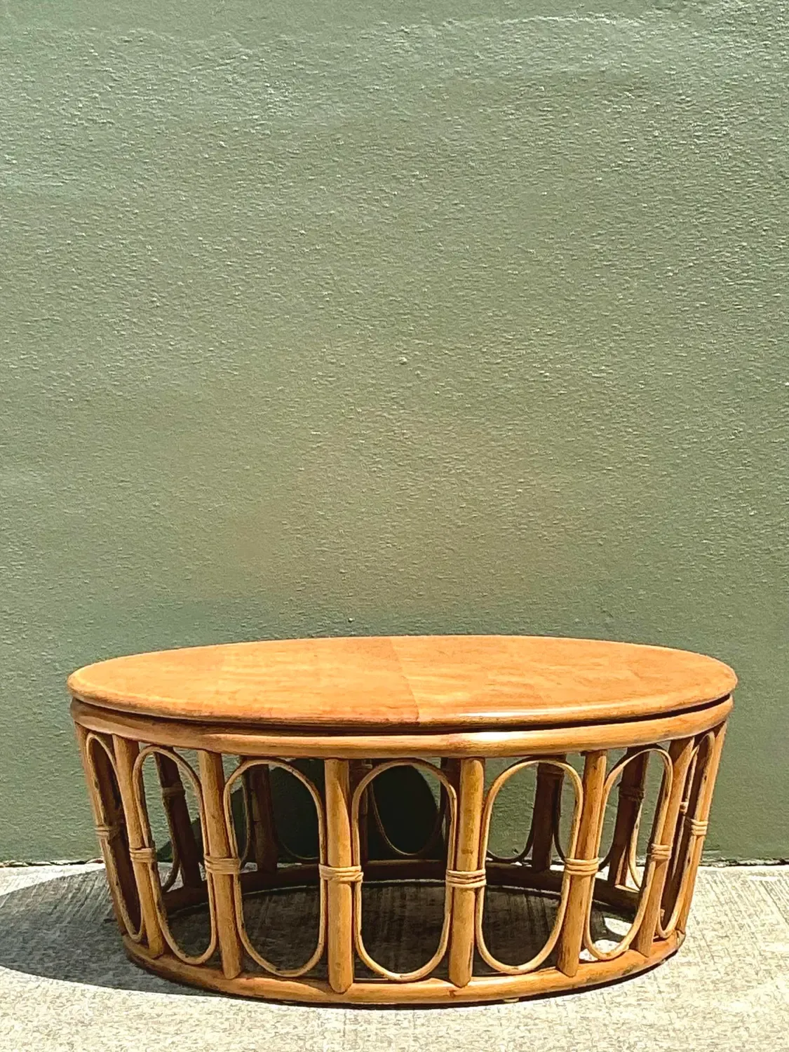 Vintage Looped Rattan Coffee Table — additional photo 4