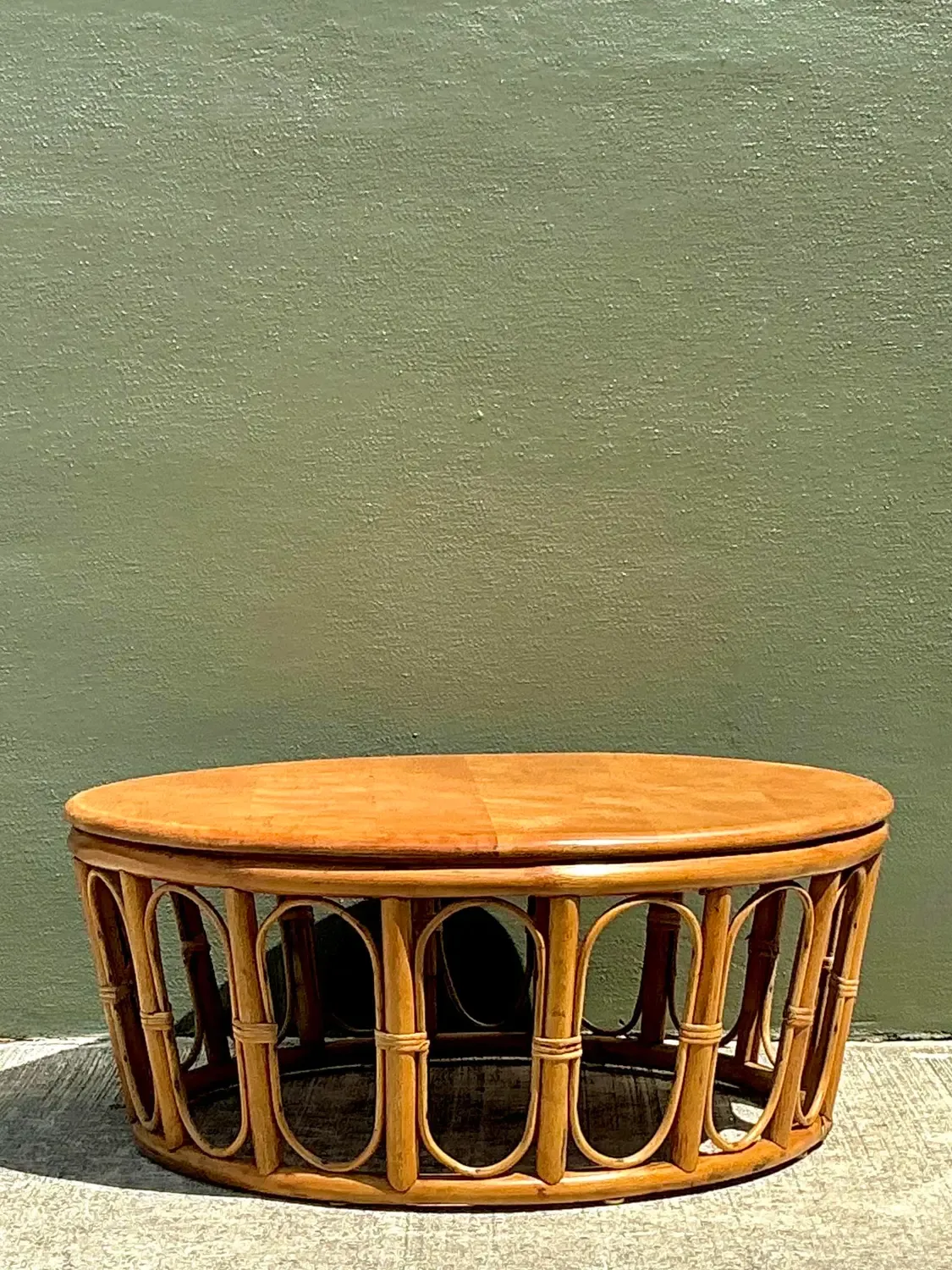 Vintage Looped Rattan Coffee Table — additional photo 3