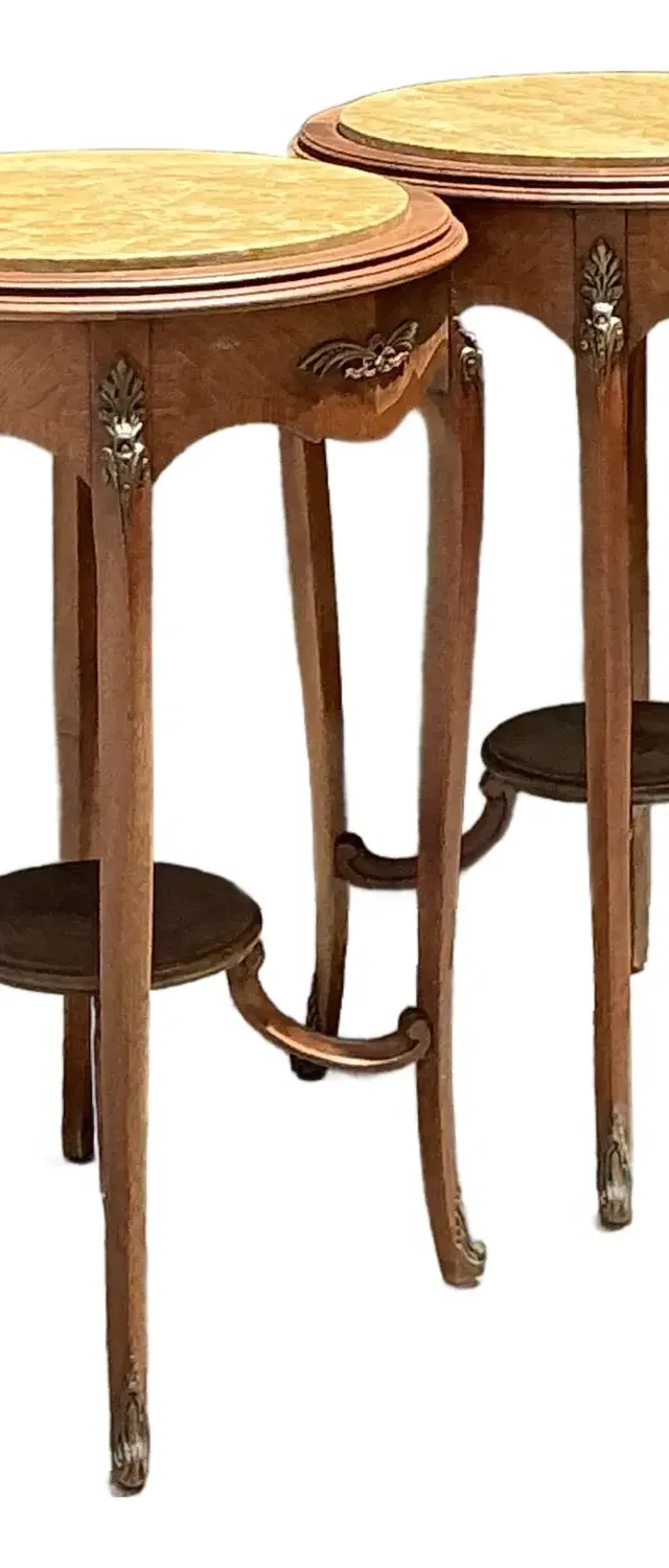 Vintage Louis XV Stone Top Side Tables - A Pair