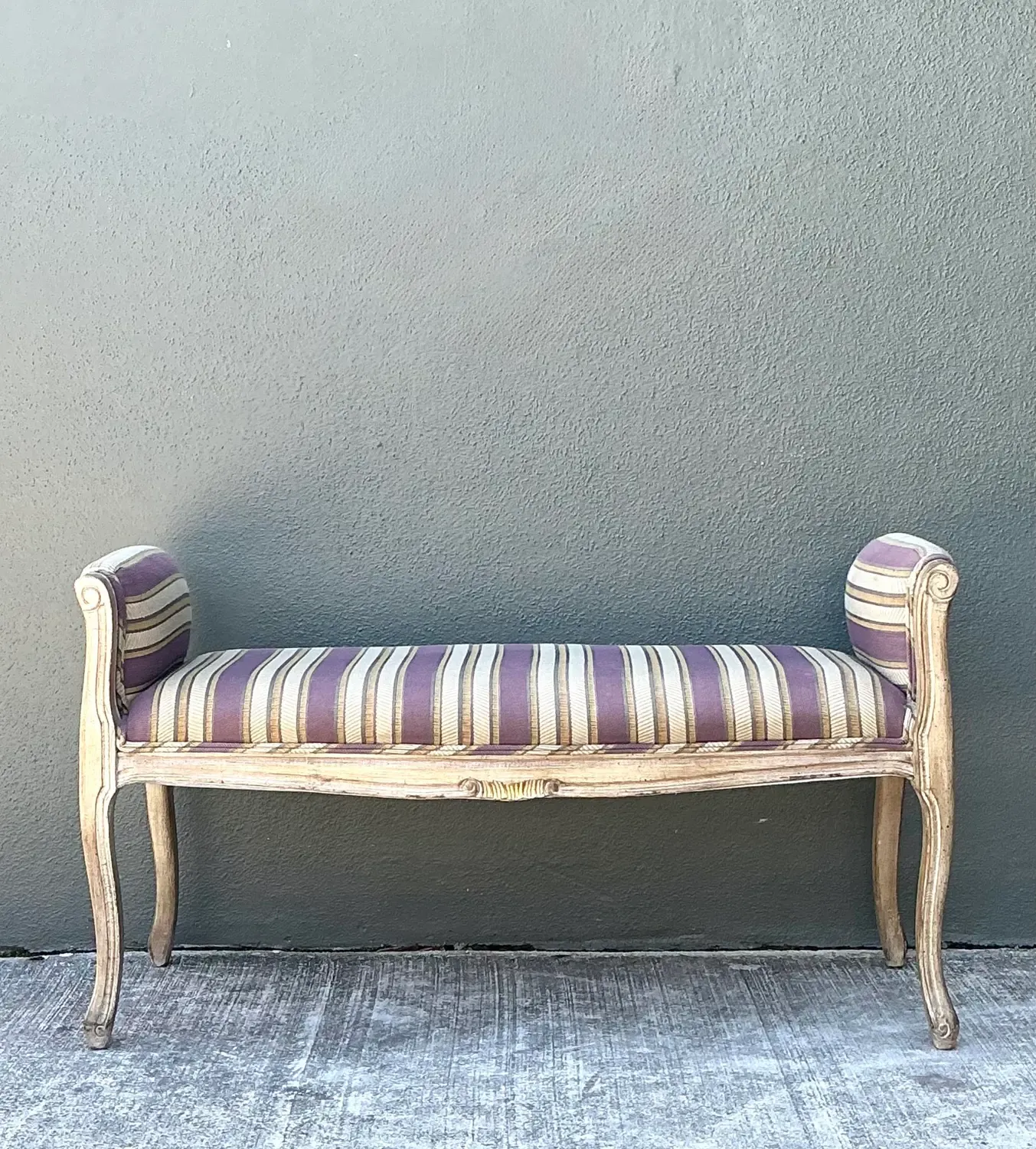 Vintage Louis XV Striped Bench — additional photo 1