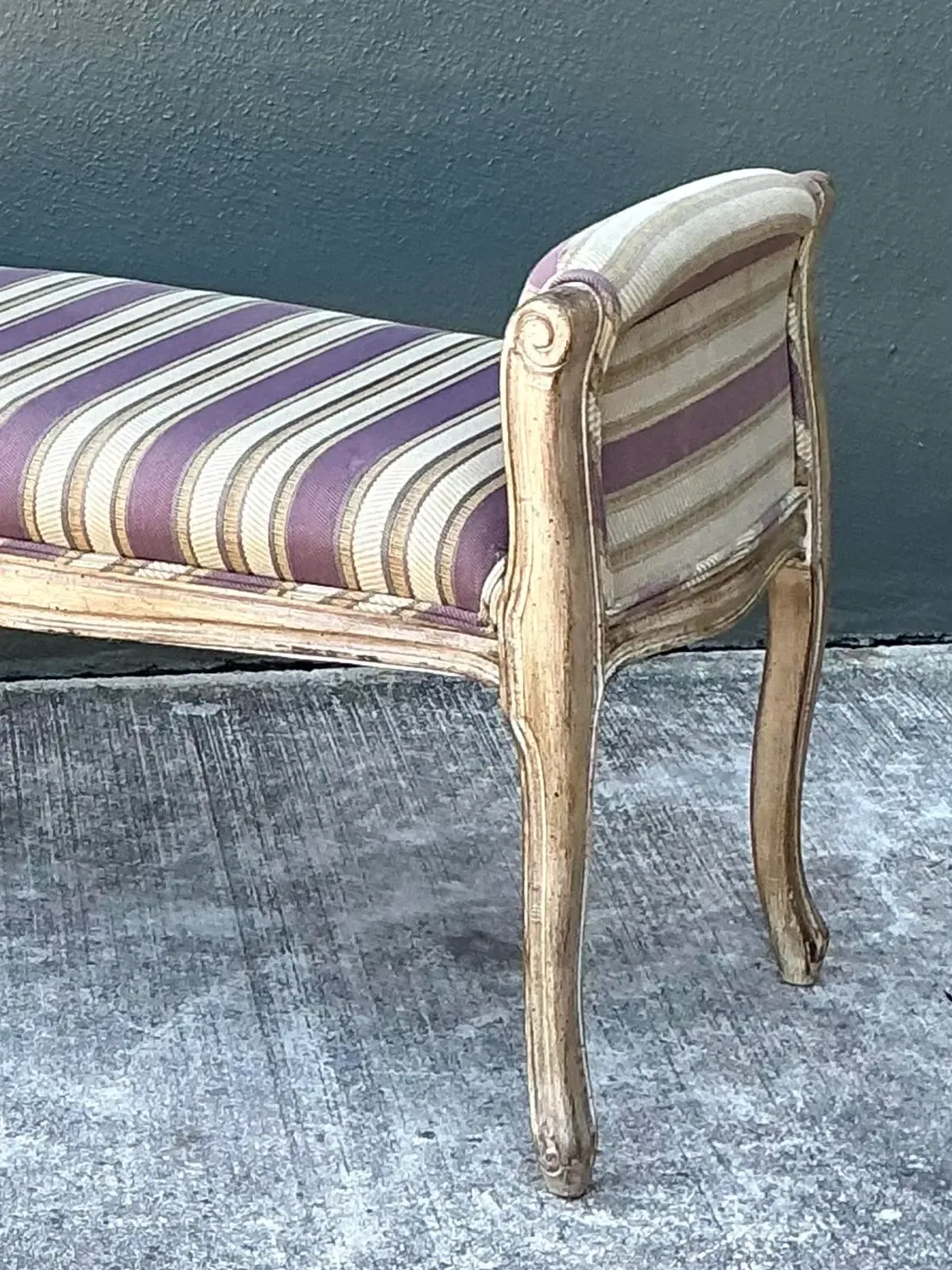 Vintage Louis XV Striped Bench — additional photo 2