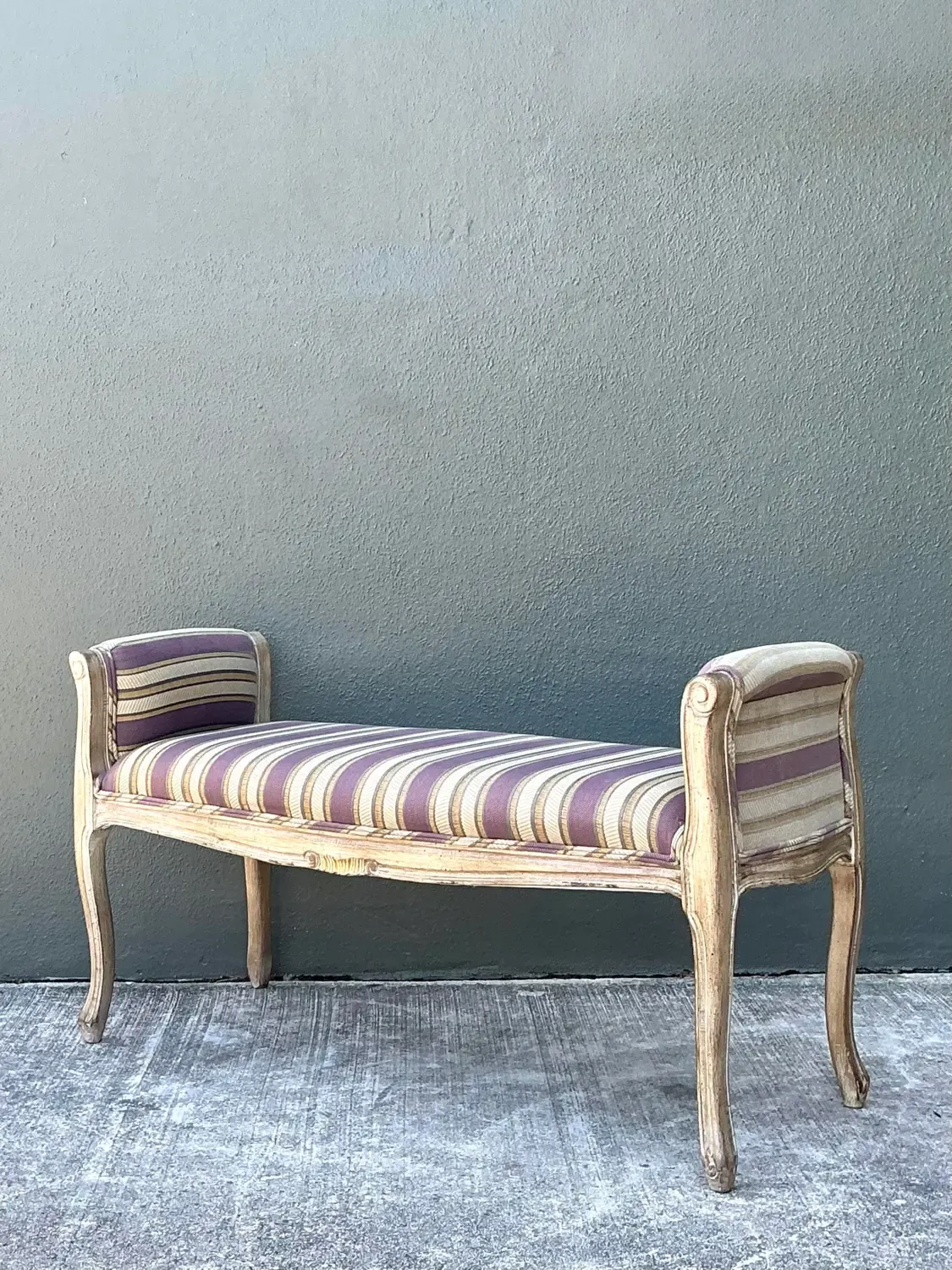 Vintage Louis XV Striped Bench — additional photo 4