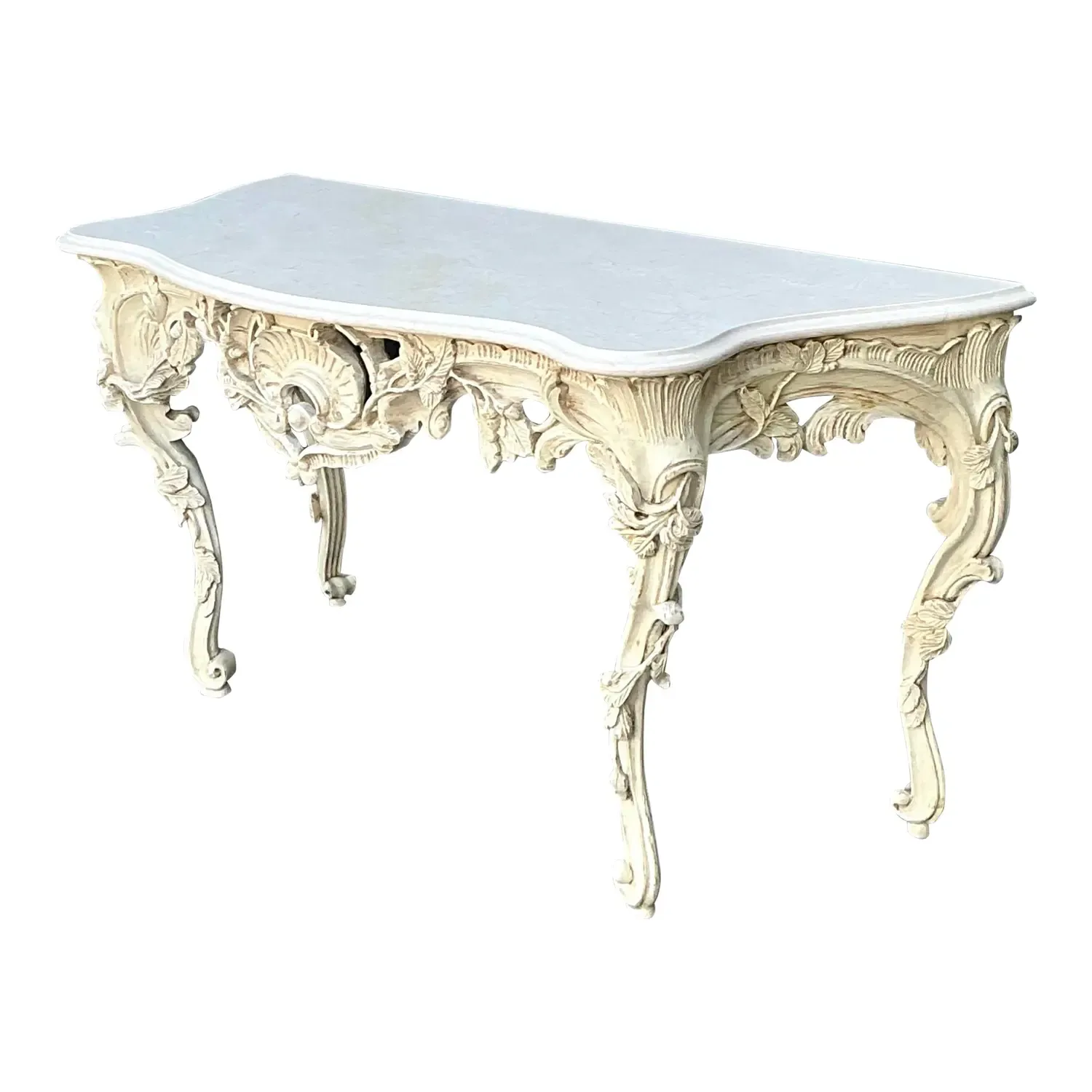 Vintage Louis XVI Stone Top Console Table