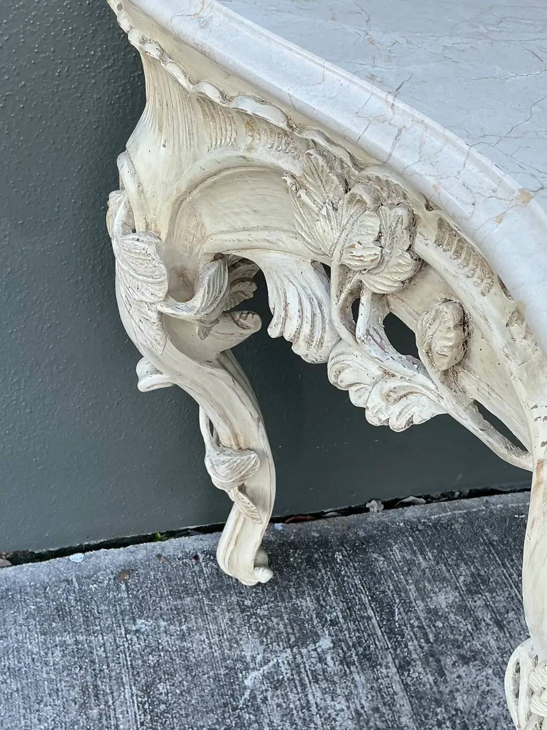 Vintage Louis XVI Stone Top Console Table — additional photo 7