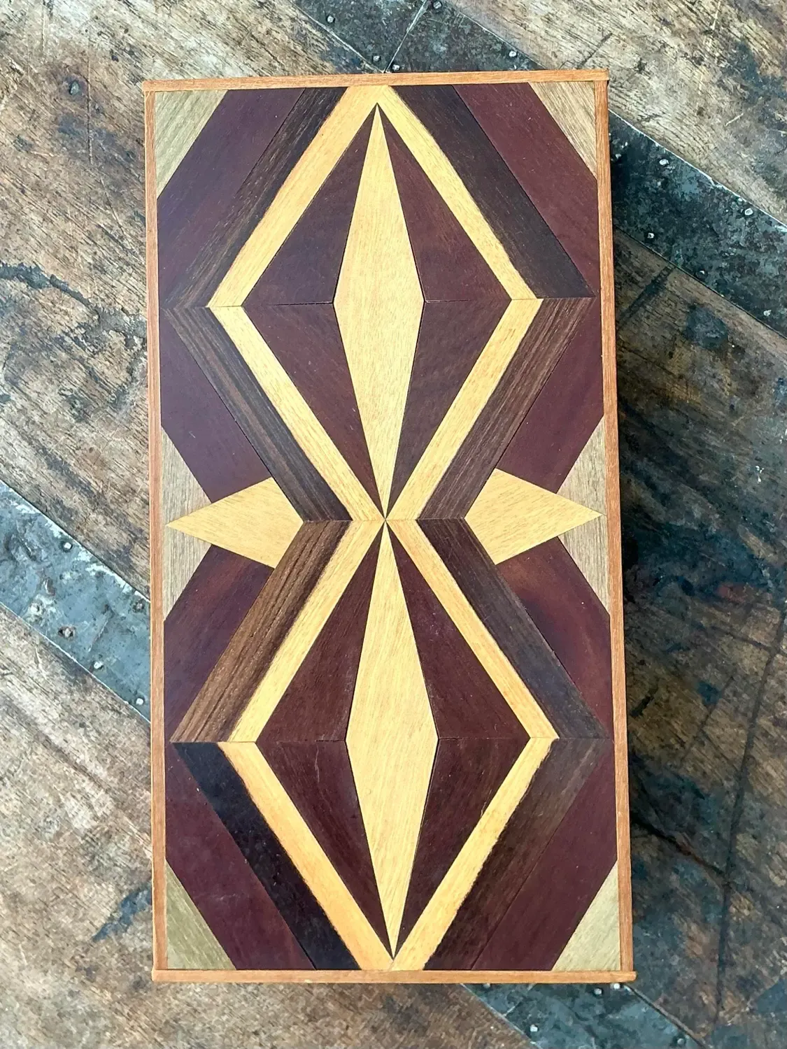 Vintage Marquetry Wood Diamond Box — additional photo 4