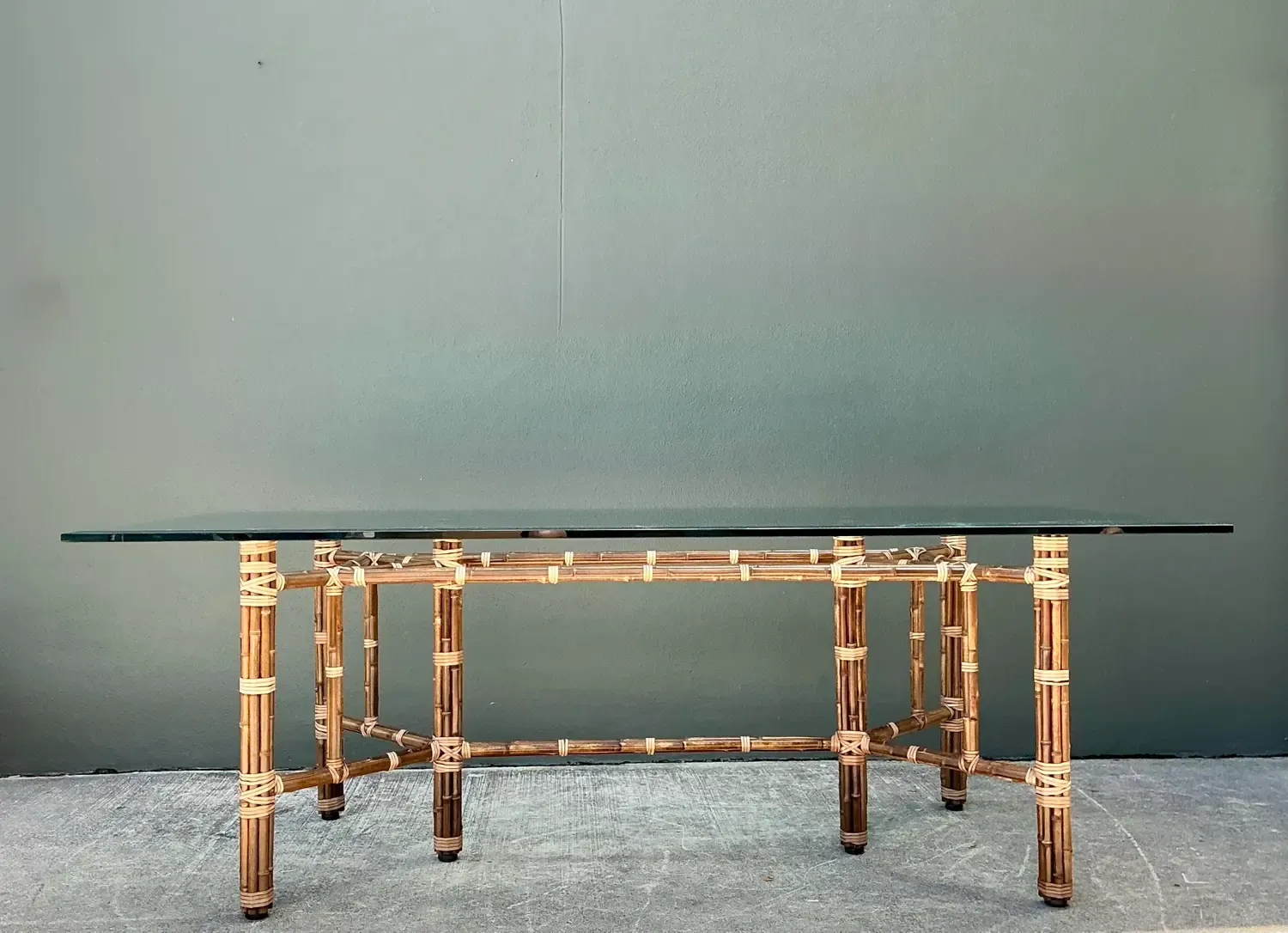 Vintage McGuire Bundled Rattan Rectangle Dining Table — additional photo 1