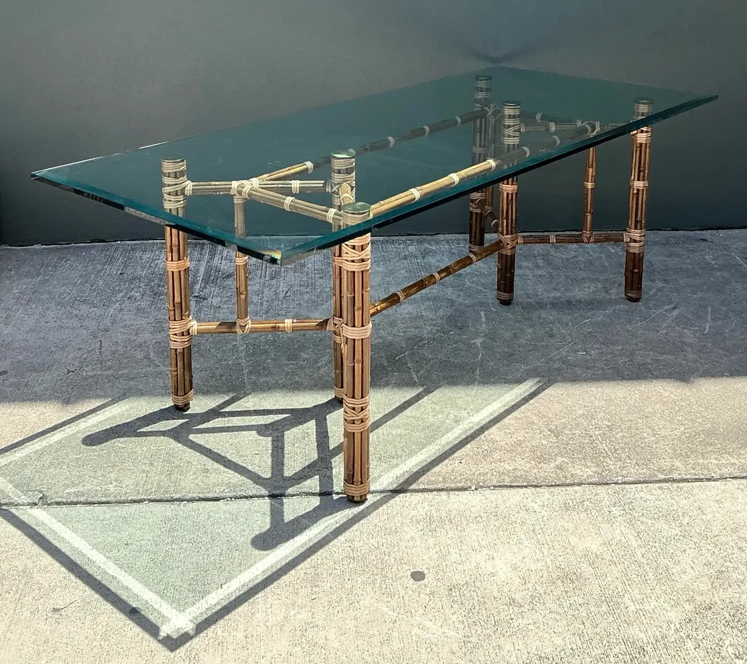 Vintage McGuire Bundled Rattan Rectangle Dining Table — additional photo 2