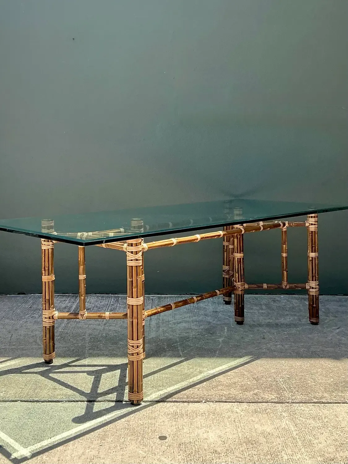 Vintage McGuire Bundled Rattan Rectangle Dining Table — additional photo 3