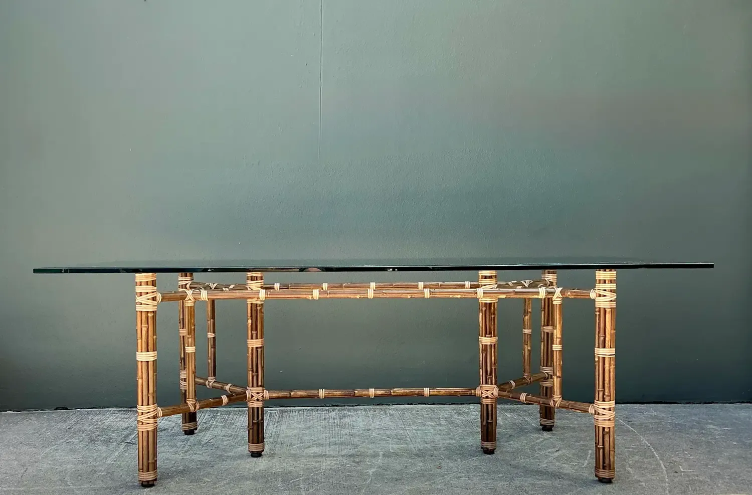 Vintage McGuire Bundled Rattan Rectangle Dining Table — additional photo 4