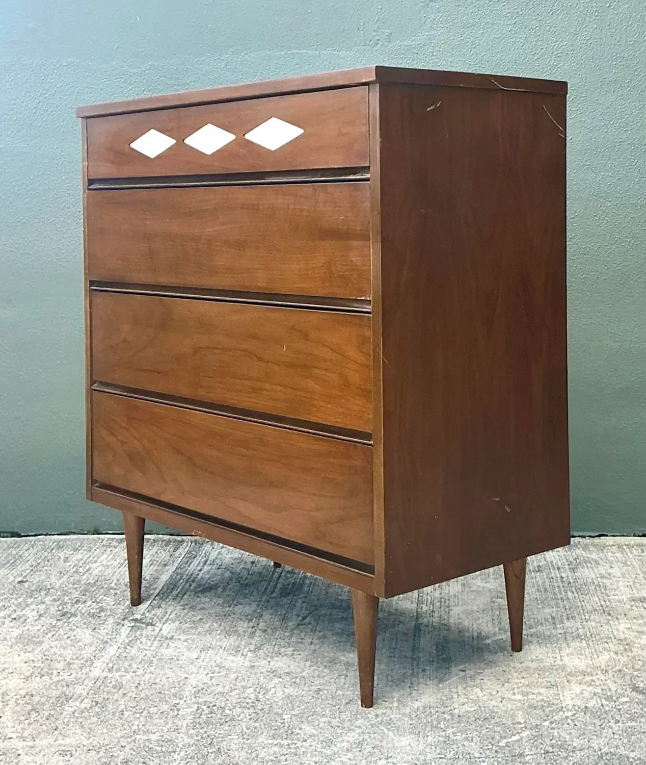 Vintage MCM Bassett Interchangeable Diamond Tall Chest of Drawers — additional photo 1