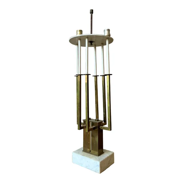 Vintage MCM Brass Candelabra Lamp After Tommi Parzinger — additional photo 2