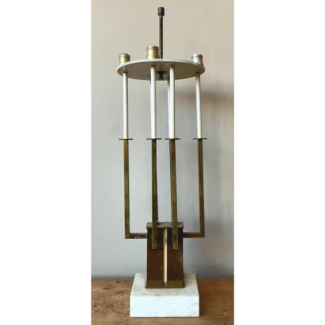 Vintage MCM Brass Candelabra Lamp After Tommi Parzinger — additional photo 4