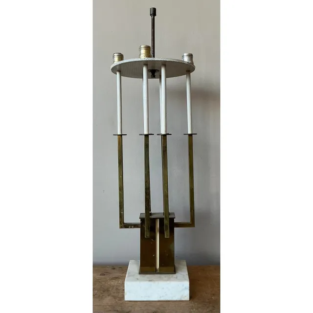 Vintage MCM Brass Candelabra Lamp After Tommi Parzinger — additional photo 6