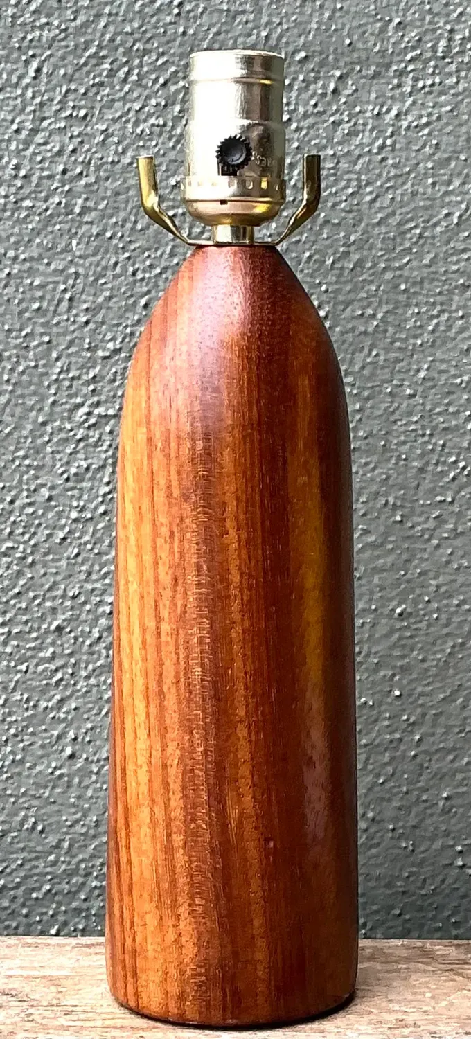 Vintage MCM Danish Wood Bullet Lamp — additional photo 2