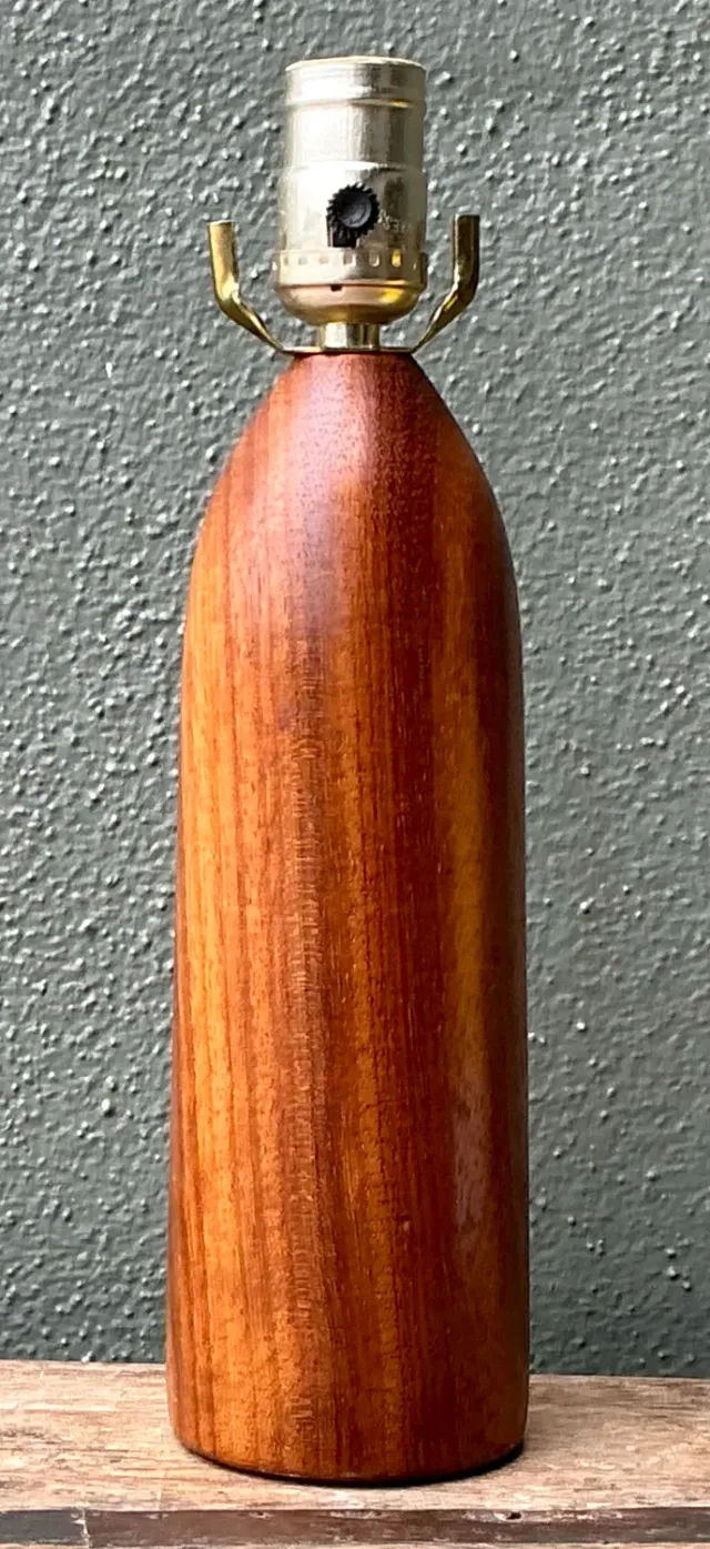 Vintage MCM Danish Wood Bullet Lamp — additional photo 4