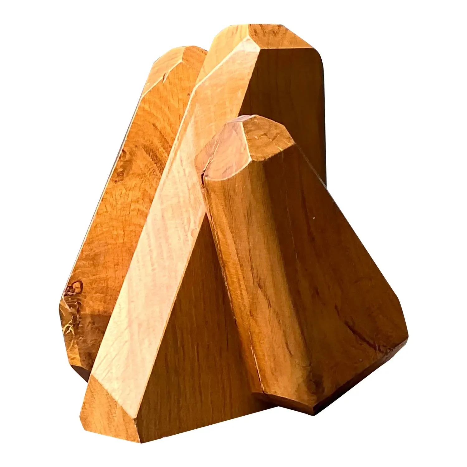 Vintage MCM Faceted Wood Sculpture — additional photo 1