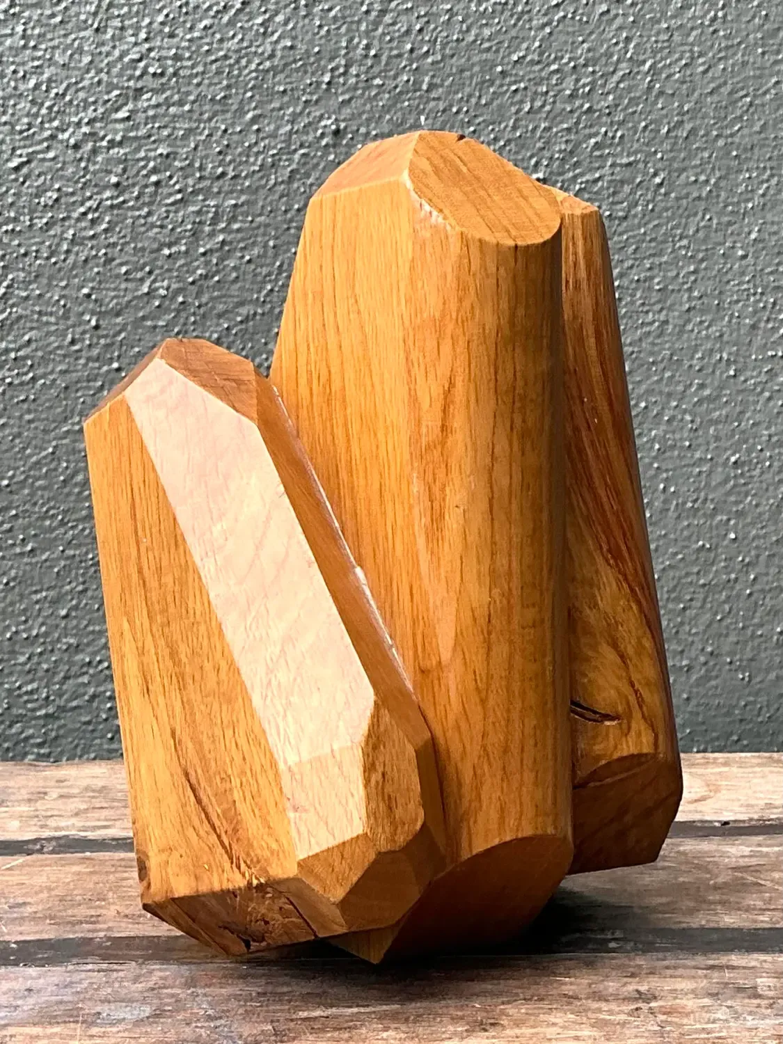 Vintage MCM Faceted Wood Sculpture — additional photo 8
