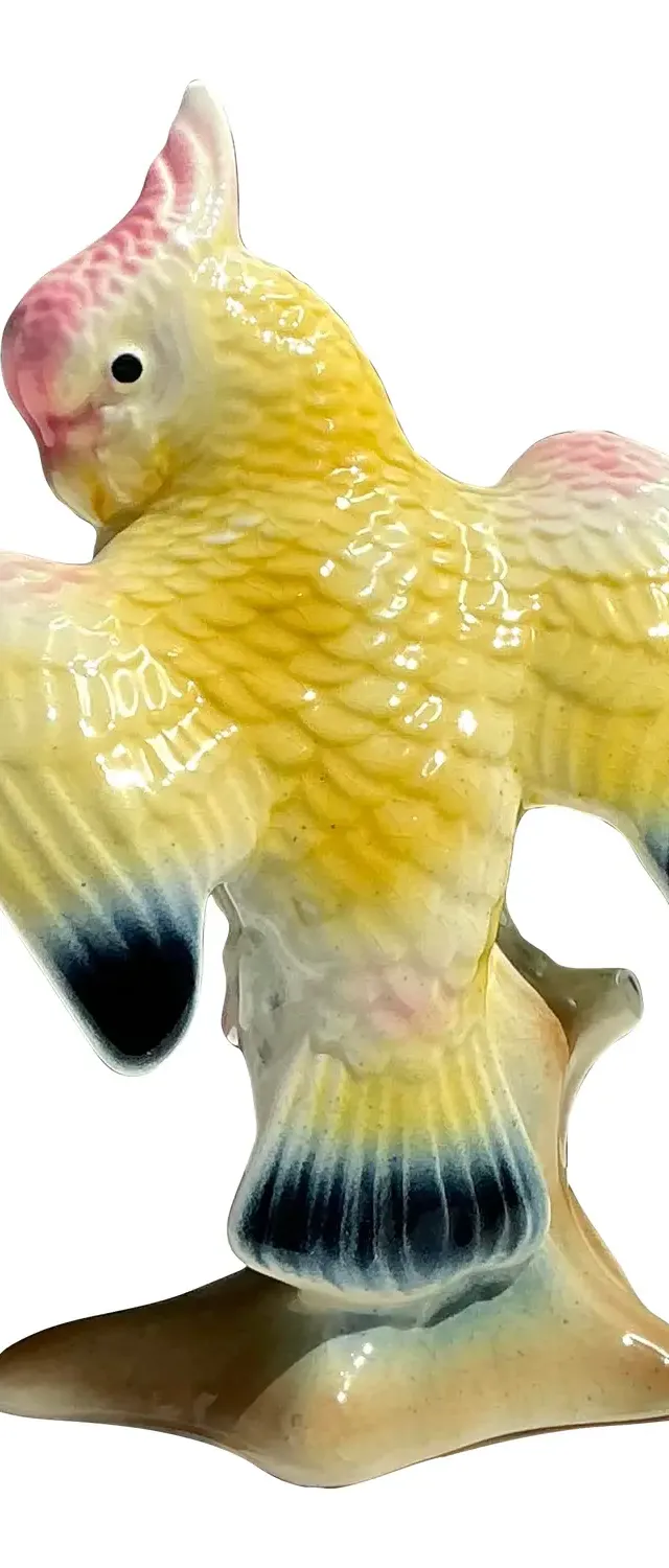 Vintage MCM Glazed Ceramic Cockatoo