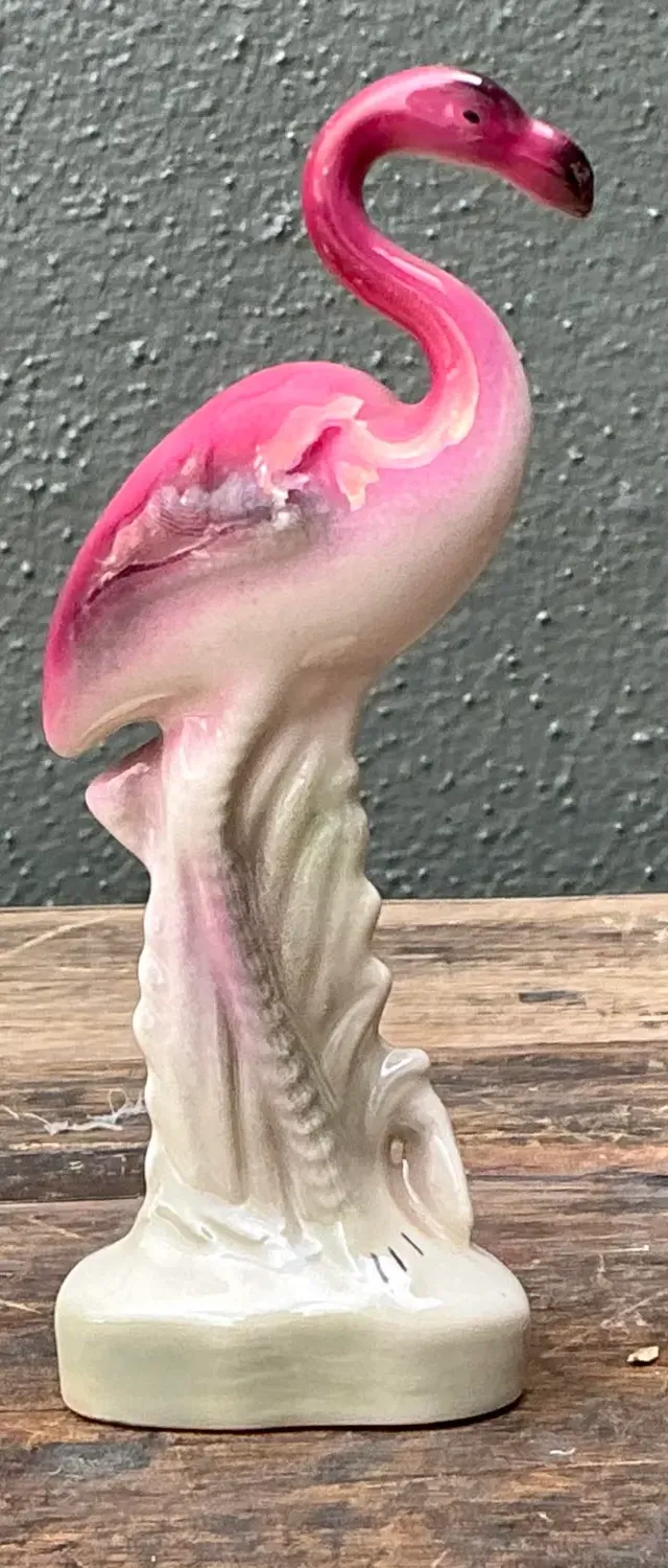 Vintage MCM Glazed Ceramic Flamingo - Ceramic, 2.5W x 6H