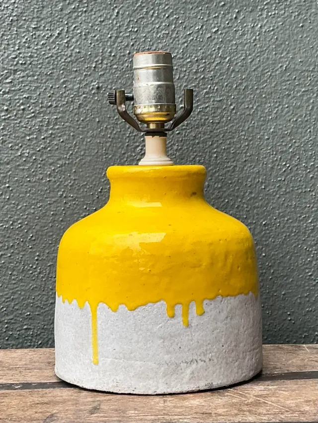 Vintage MCM Glazed Ceramic Lamp - Ceramic, 6.75W x 17H — additional photo 2