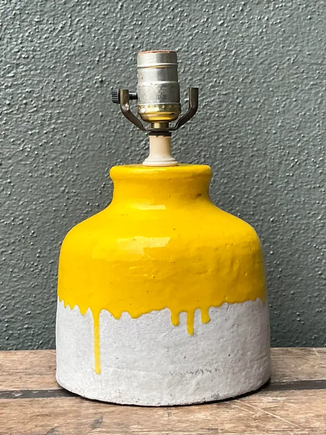Vintage MCM Glazed Ceramic Lamp - Ceramic, 6.75W x 17H — additional photo 4
