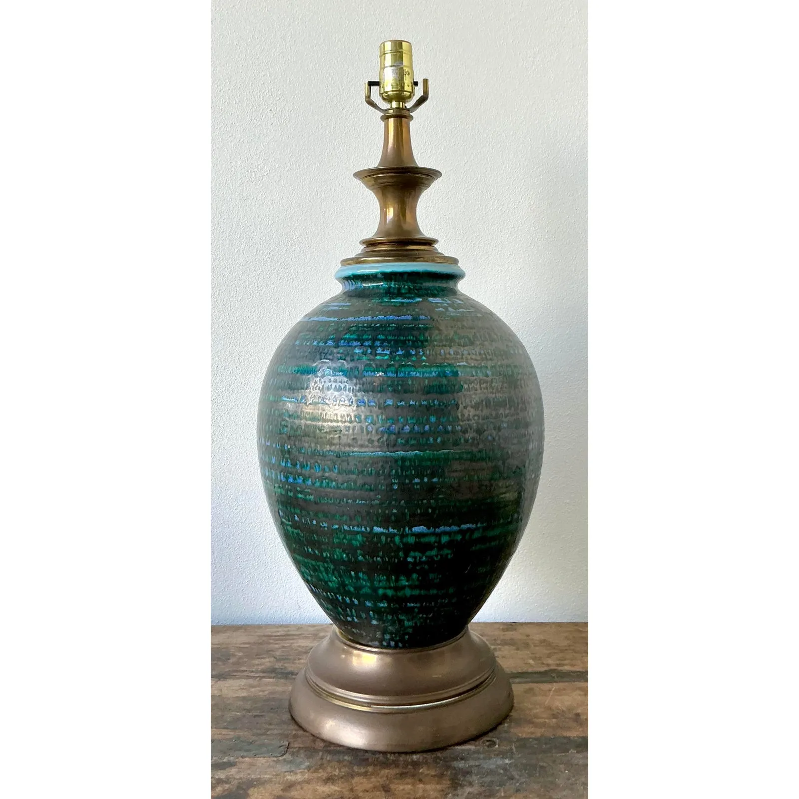 Vintage MCM Glazed Ceramic Lamp — additional photo 3