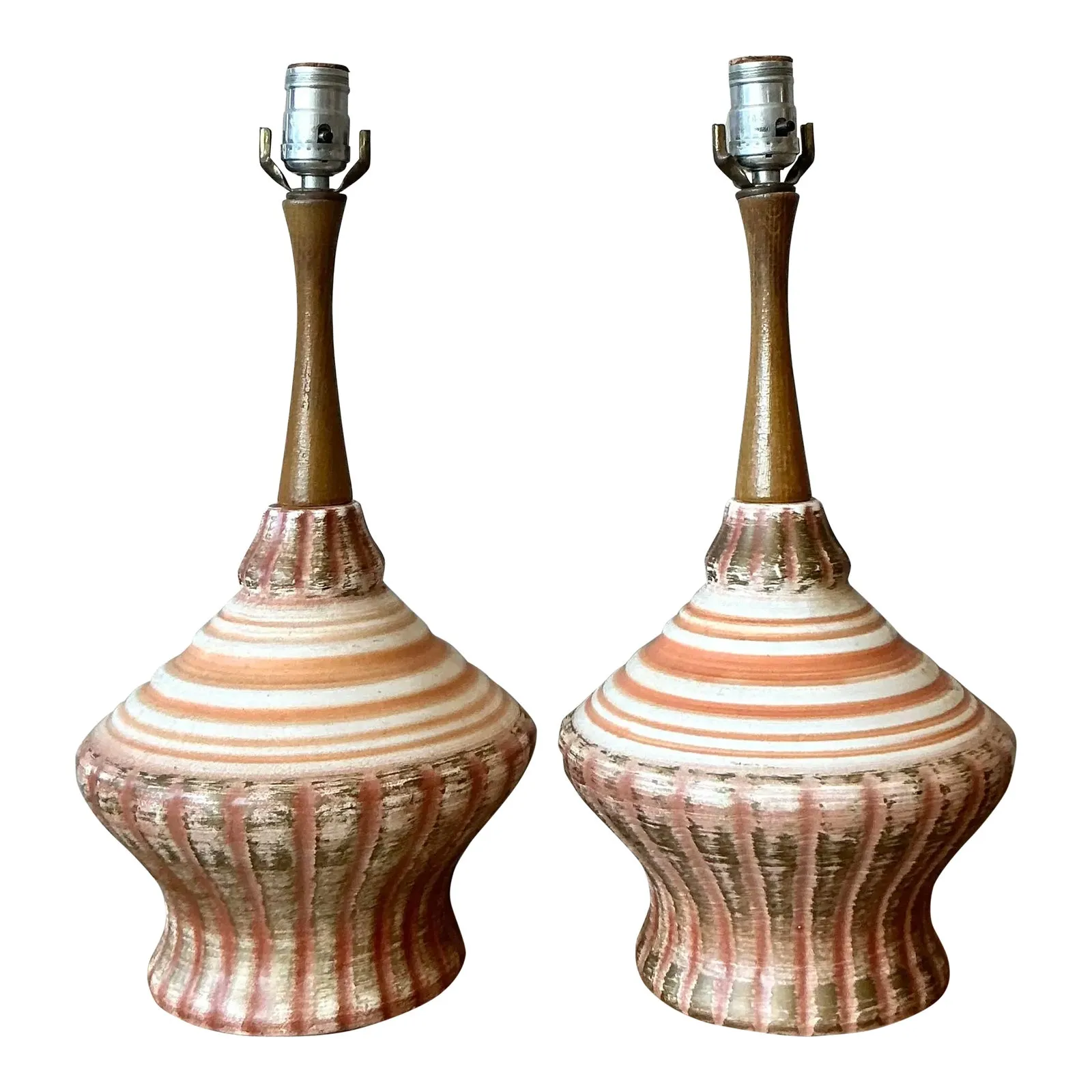 Vintage MCM Glazed Ceramic Lamps - A Pair — additional photo 1