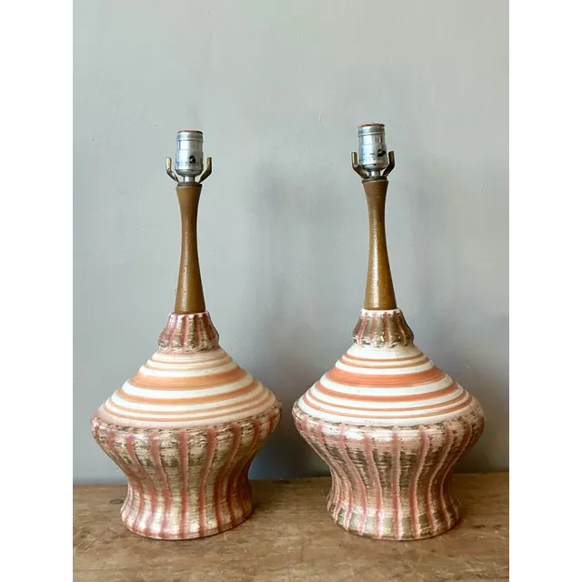 Vintage MCM Glazed Ceramic Lamps - A Pair — additional photo 3