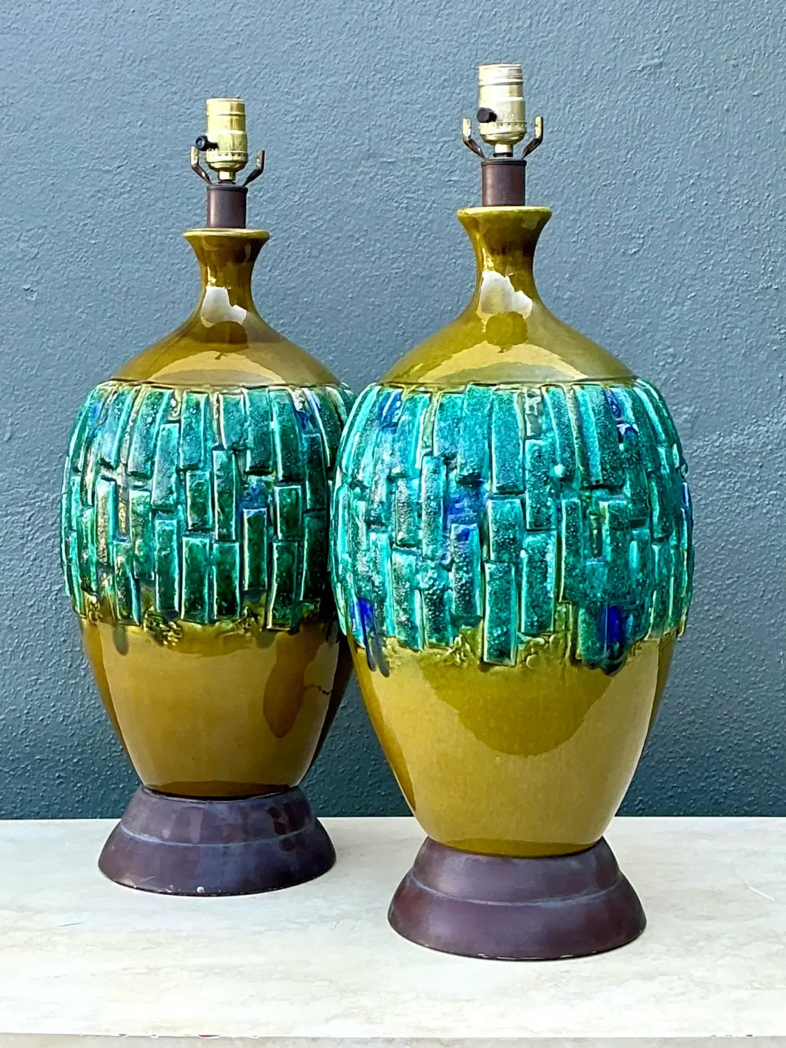 Vintage MCM Glazed Ceramic Lamps - A Pair — additional photo 4