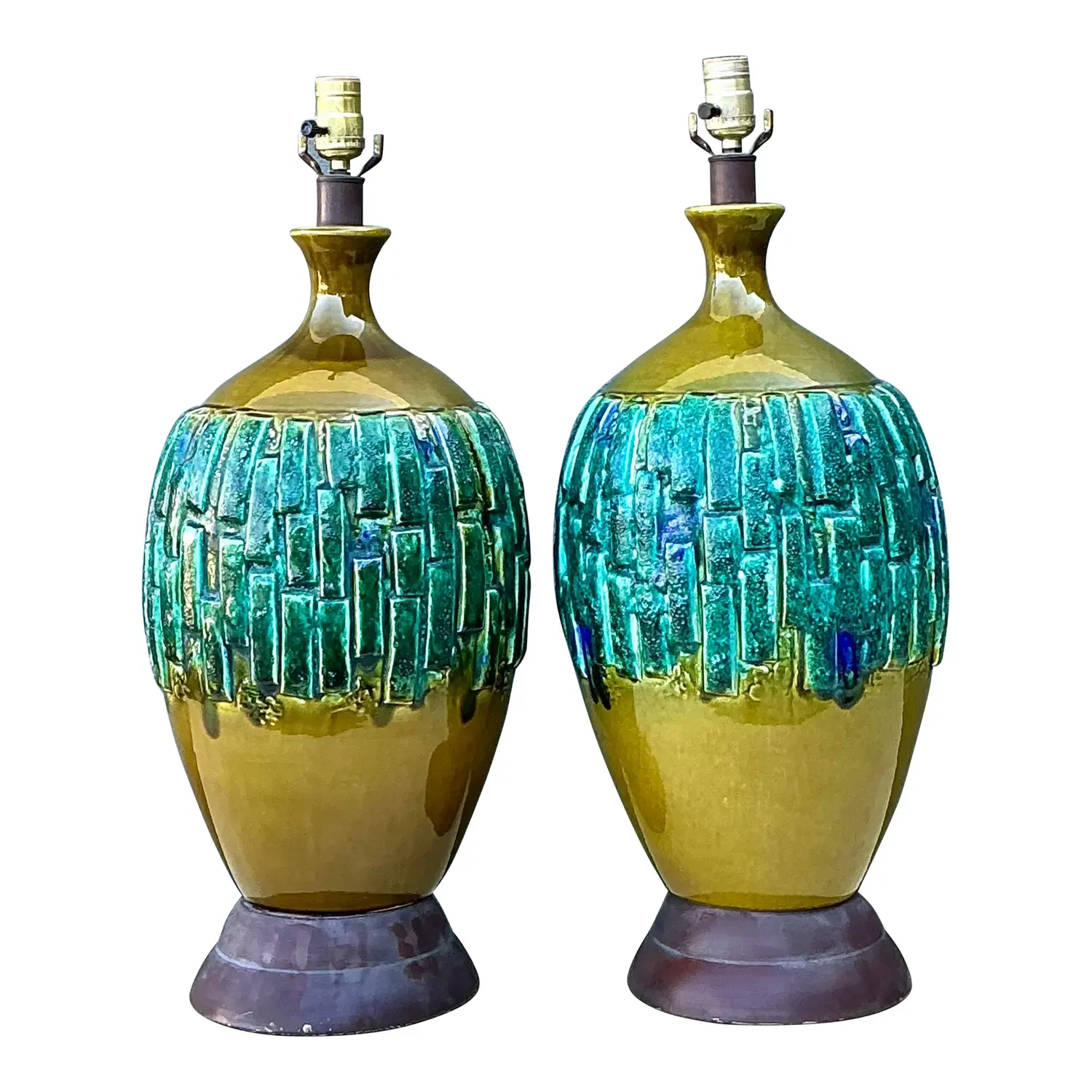 Vintage MCM Glazed Ceramic Lamps - A Pair — additional photo 5