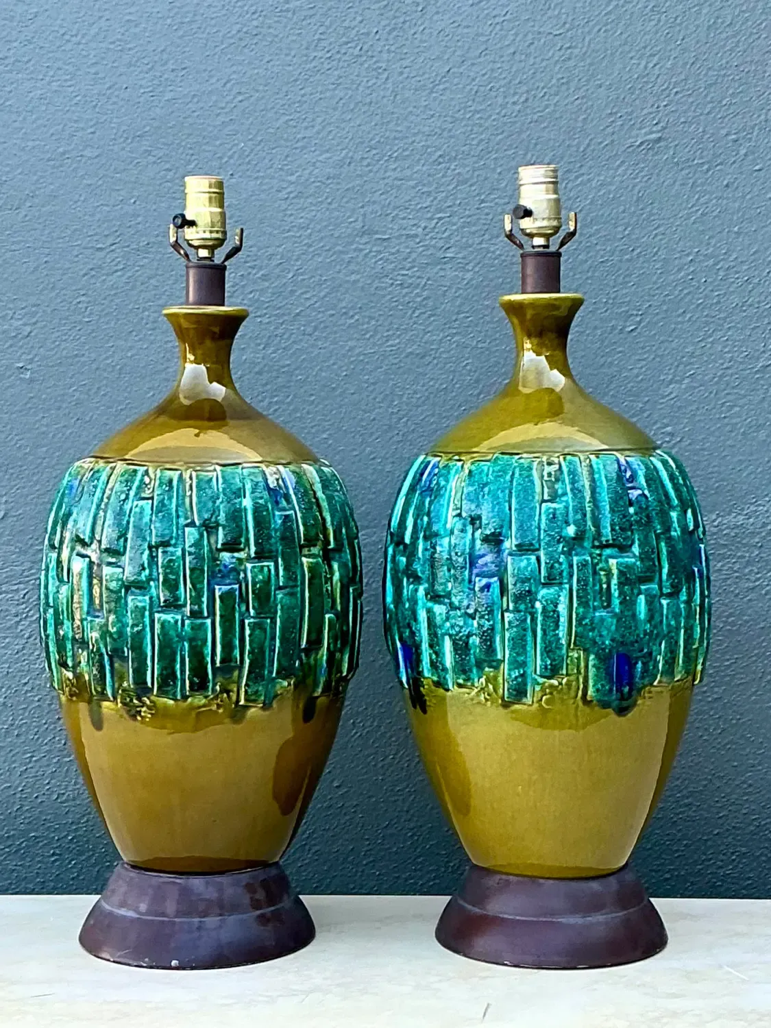 Vintage MCM Glazed Ceramic Lamps - A Pair — additional photo 6