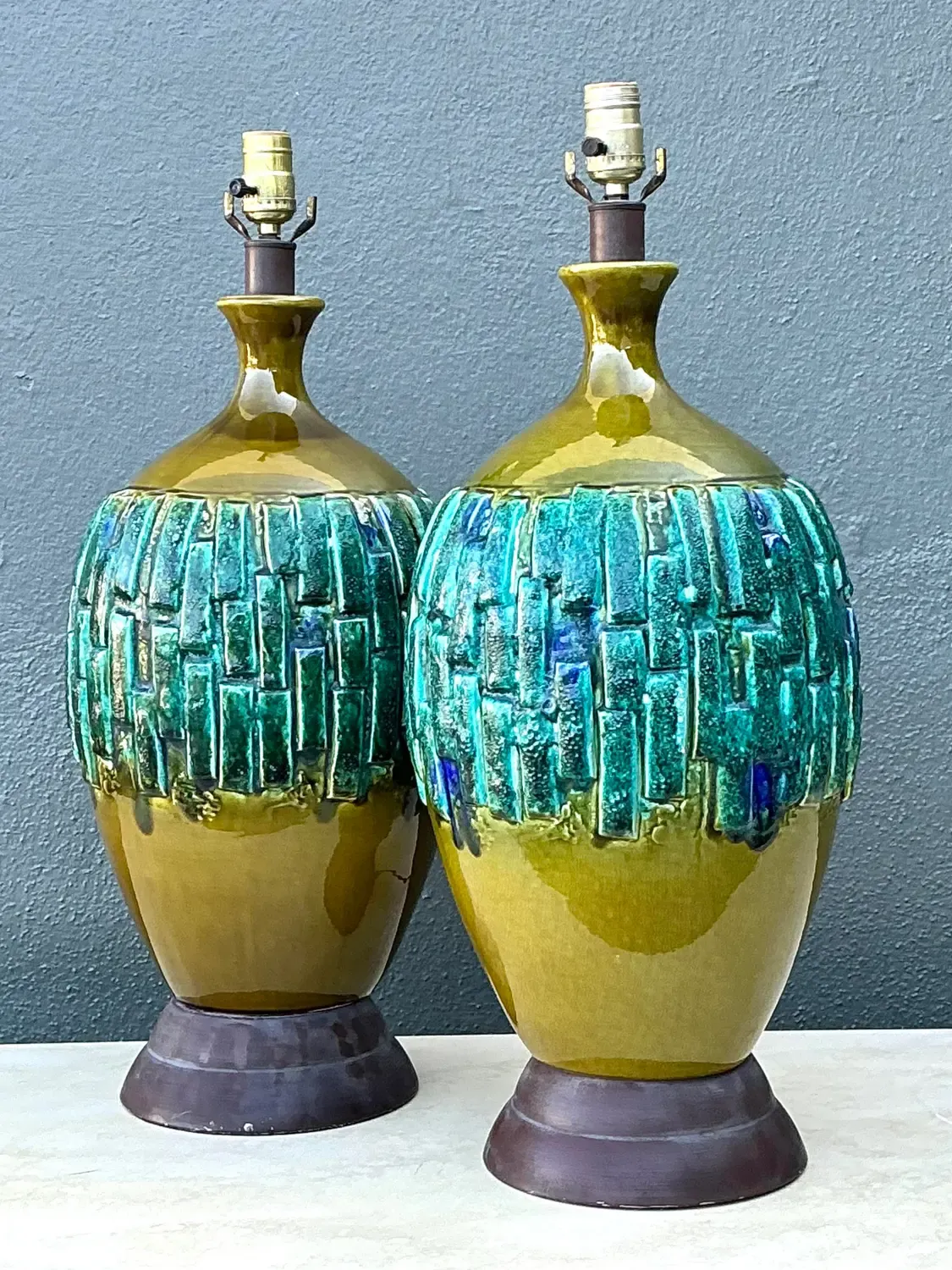 Vintage MCM Glazed Ceramic Lamps - A Pair — additional photo 8