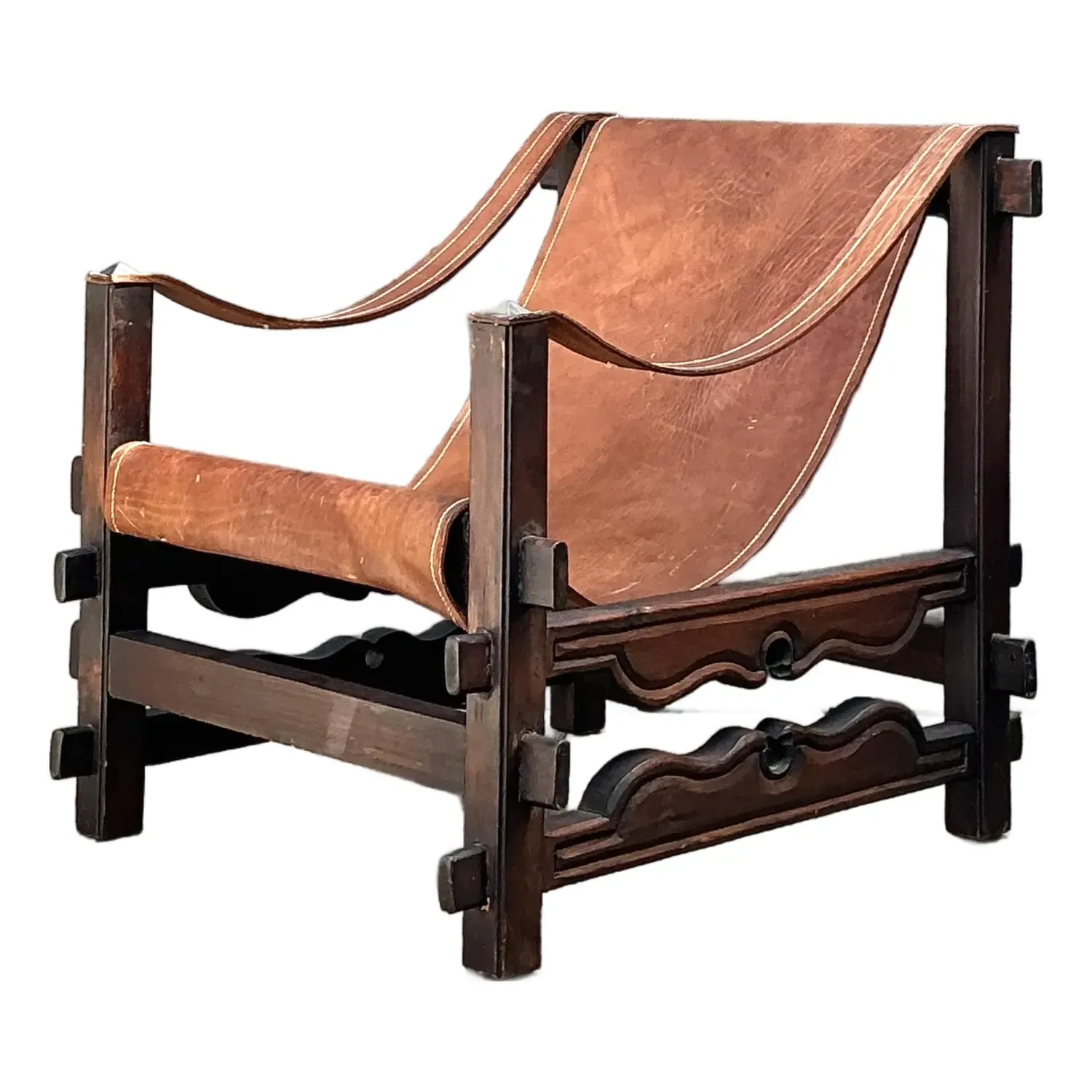 Vintage MCM Leather Sling Lounge Chair — additional photo 1