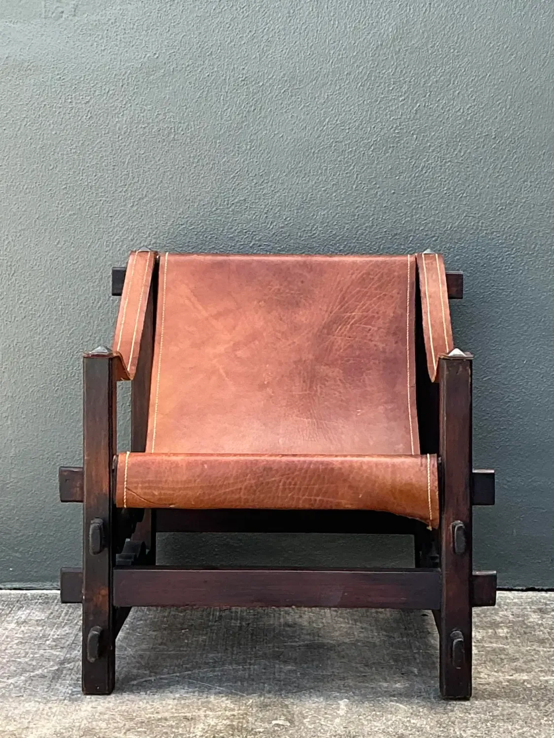 Vintage MCM Leather Sling Lounge Chair — additional photo 2