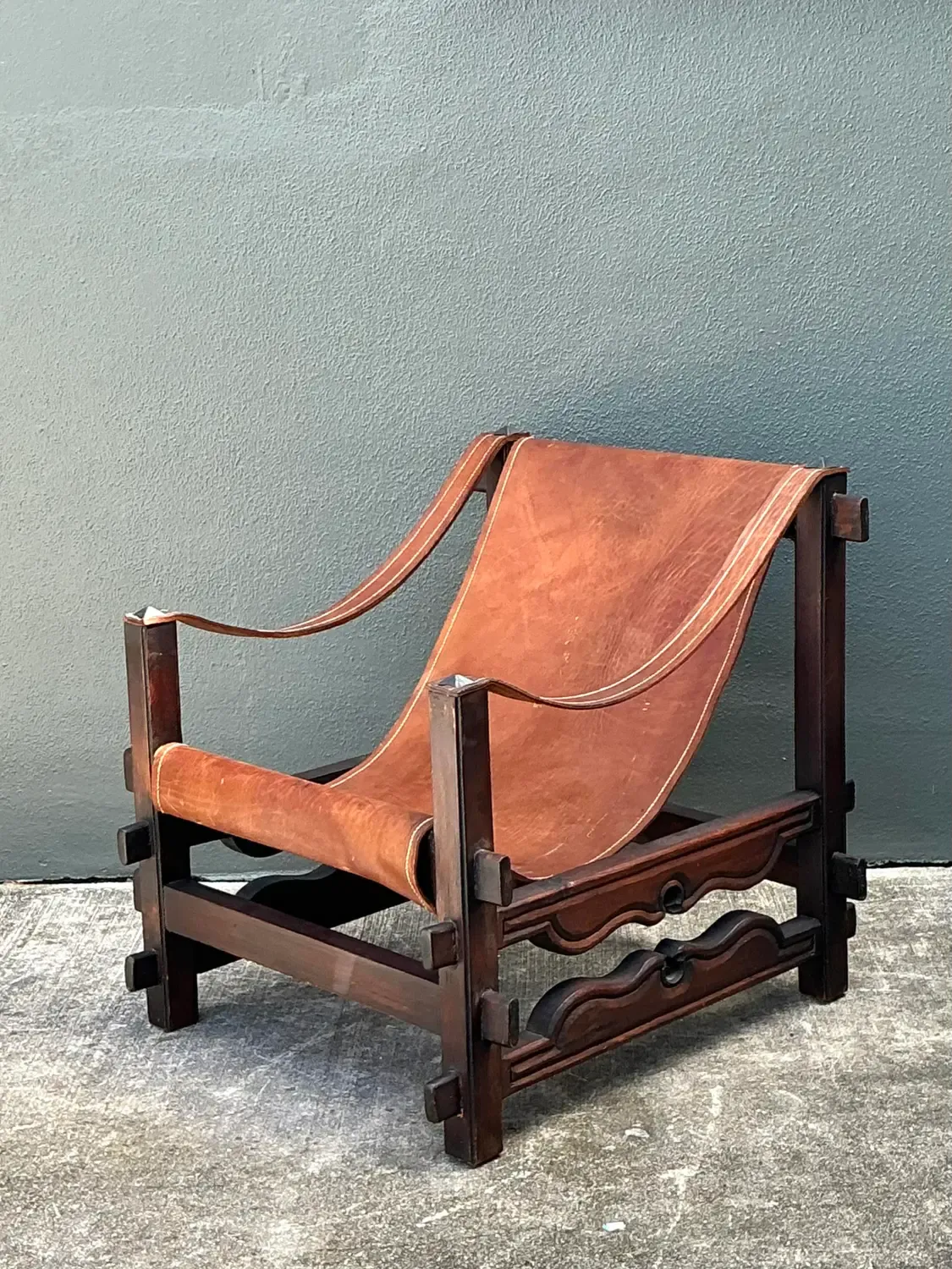 Vintage MCM Leather Sling Lounge Chair — additional photo 3