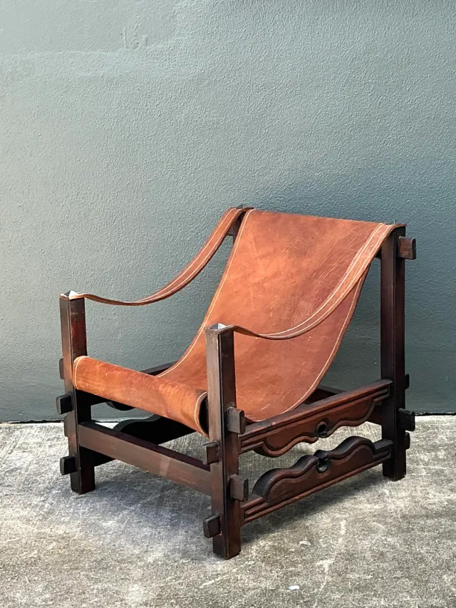 Vintage MCM Leather Sling Lounge Chair — additional photo 3